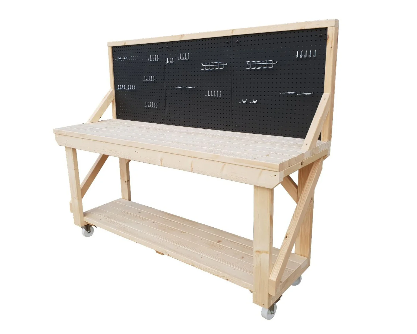 Wooden Kiln-dry Workbench With Peg Board