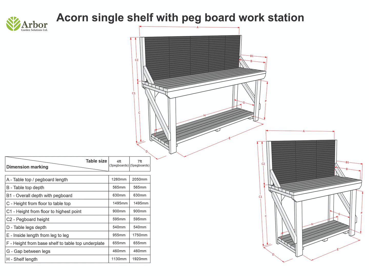 Wooden Kiln-dry Workbench With Peg Board - Image 4
