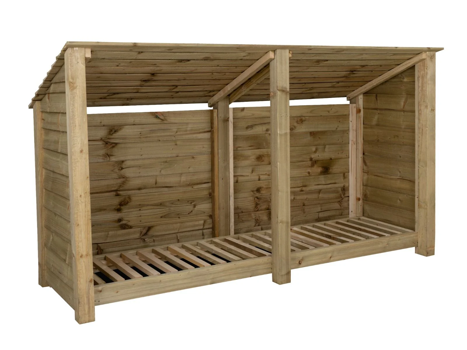 Wooden Log Store (Roof Sloping Back) W-227cm, H-126cm or 180cm, D-88cm - Image 3