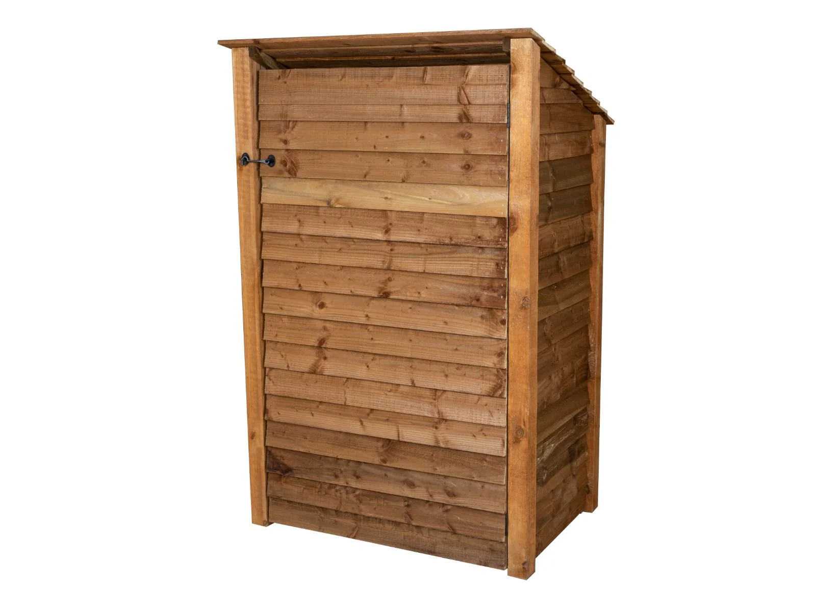 Wooden Log Store (Roof Sloping Back) with Door and Shelf W-119cm, H-126cm or 180cm, D-88cm - Brown Finish - Image 4