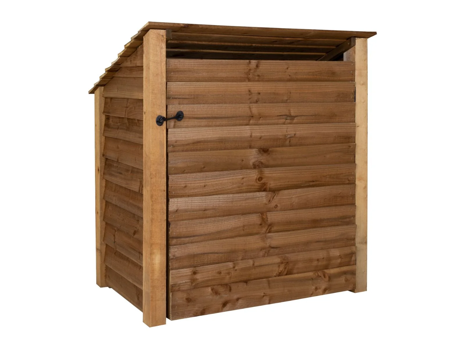 Wooden Log Store (Roof Sloping Back) with Door and Shelf W-119cm, H-126cm or 180cm, D-88cm - Brown Finish - Image 7
