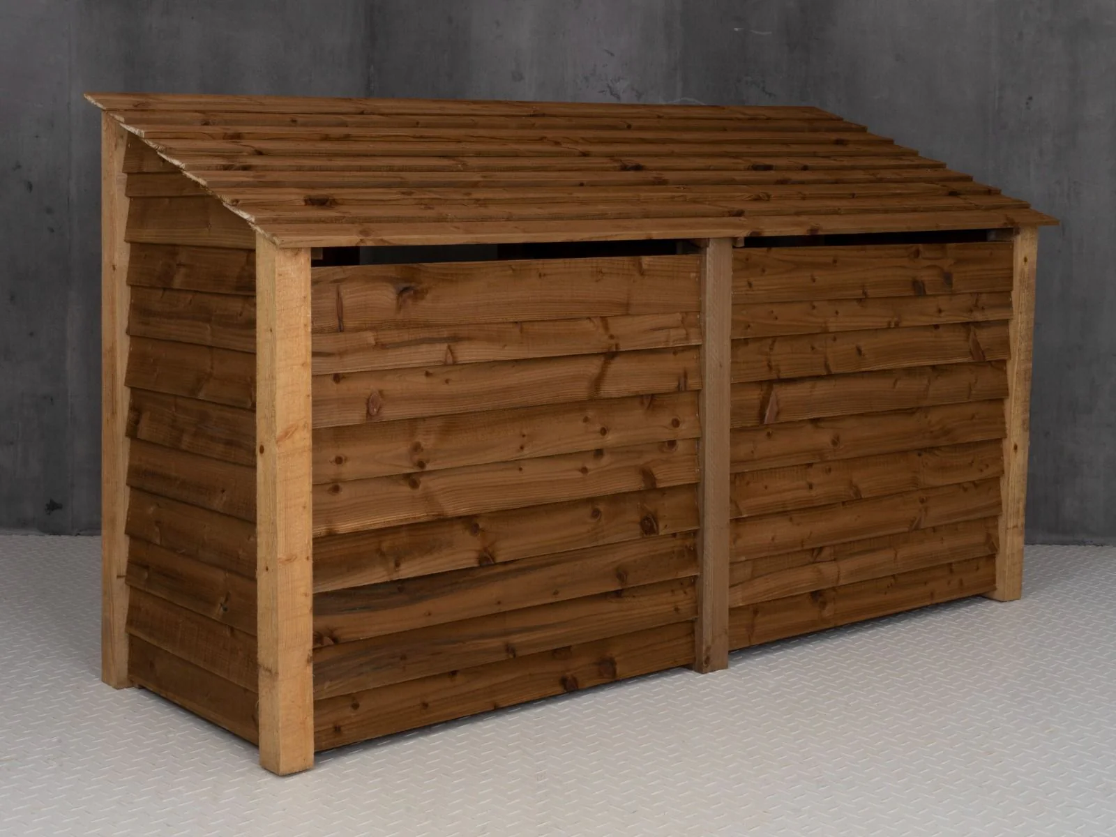 Wooden Log Store (Roof Sloping Back) with Doors W-227cm, H-126cm or 180cm, D-88cm - Brown Finish - Image 5