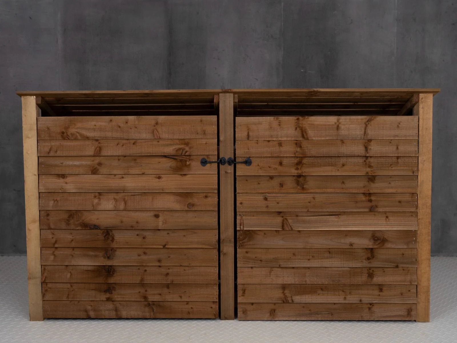 Wooden Log Store (Roof Sloping Back) with Doors W-227cm, H-126cm or 180cm, D-88cm - Brown Finish - Image 6