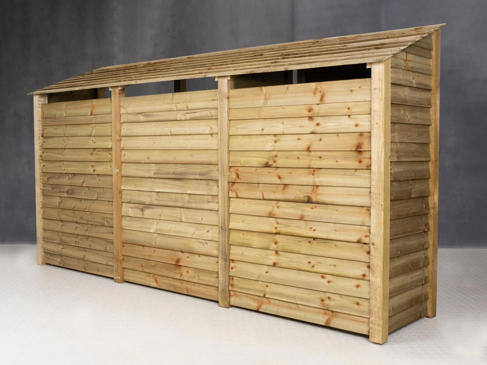 Wooden Log Store (Roof Sloping Back) with Shelf W-335cm, H-126cm or 180cm, D-88cm - Image 3