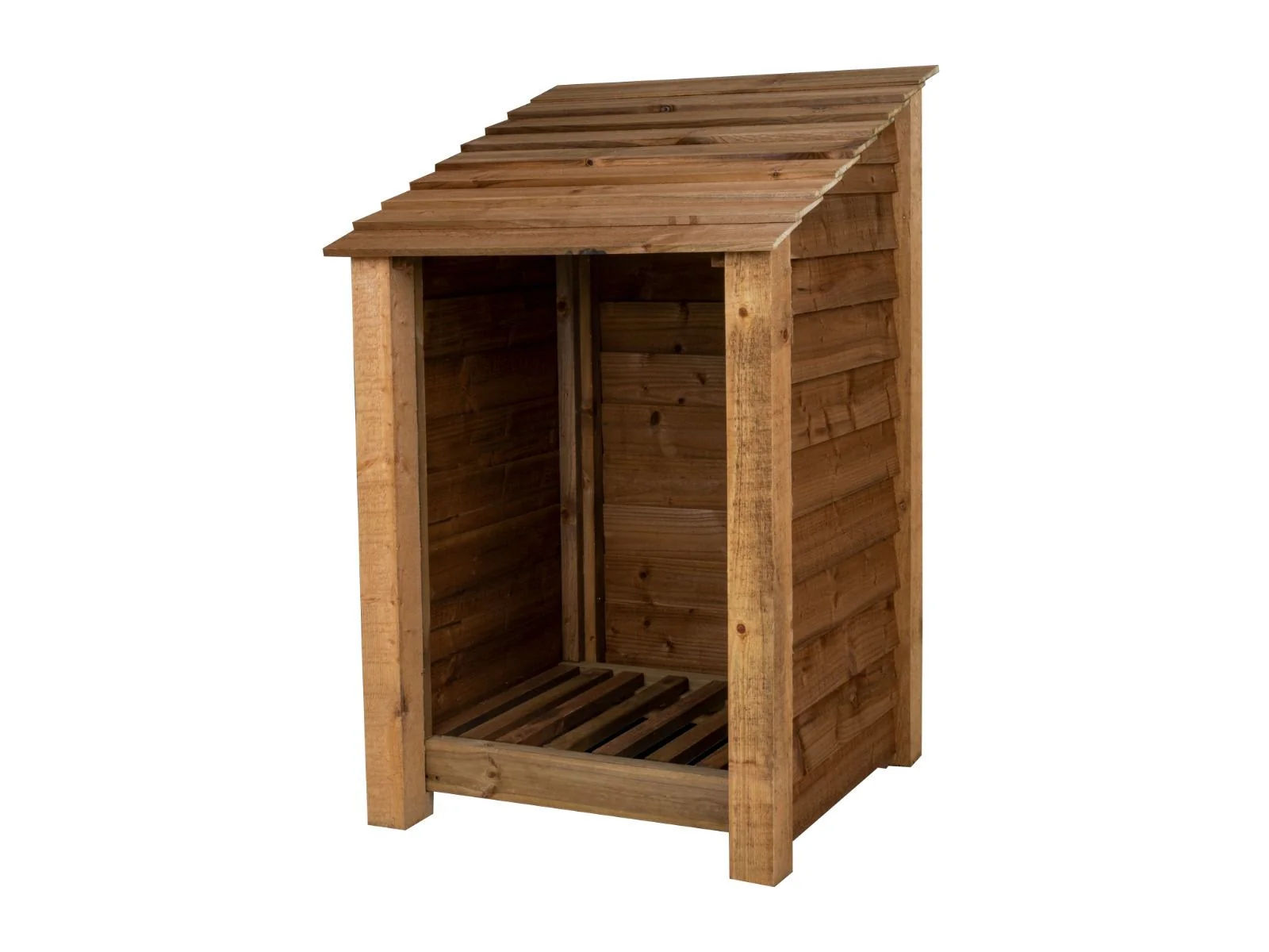 Wooden Log Store W-79cm, H-126cm or 180cm, D-88cm - Brown Finish - Image 3