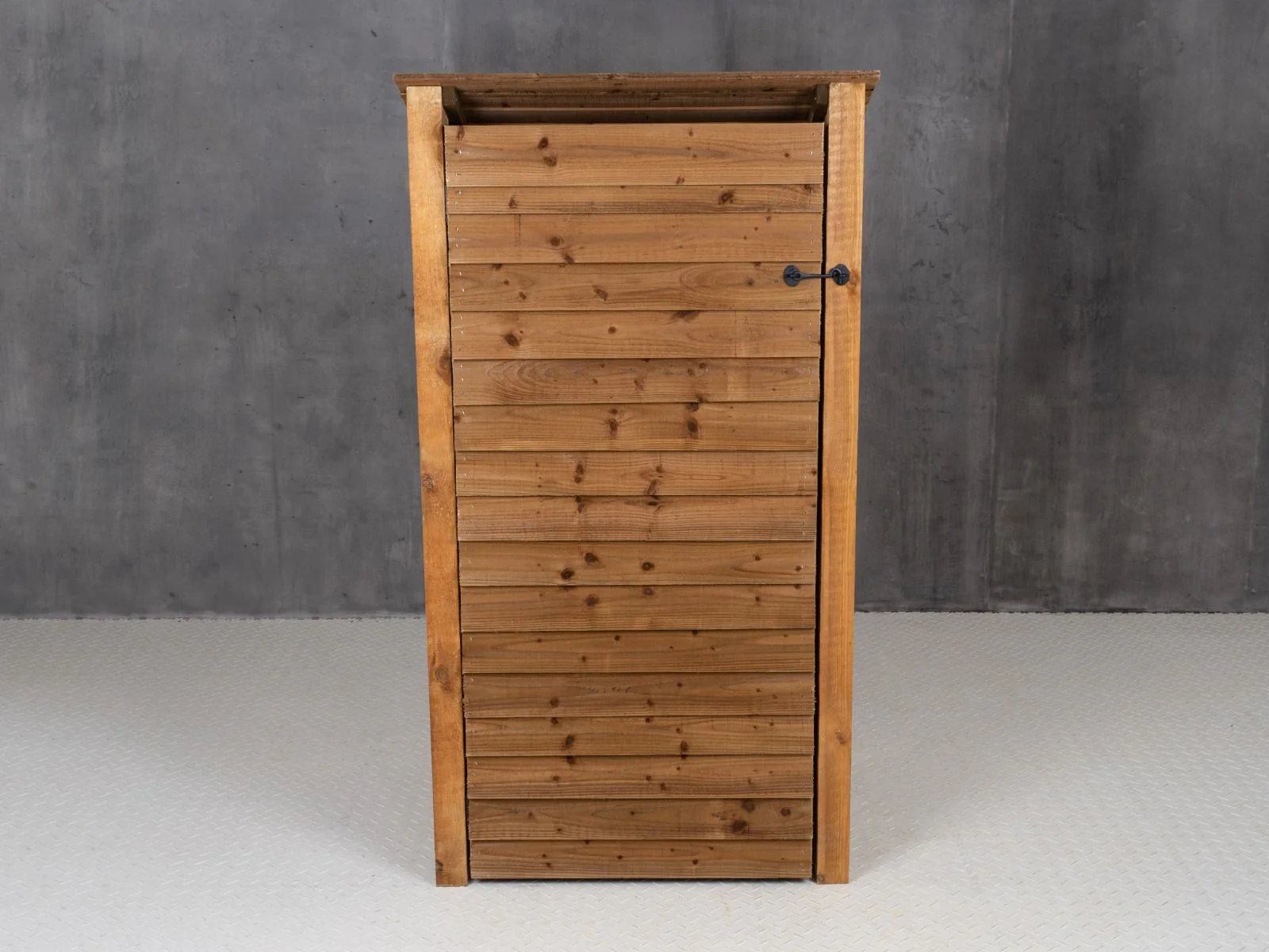 Wooden Log Store with Door and Shelf (Roof Sloping Back) W-99cm, H-126cm Or 180cm, D-88cm - Brown Finish - Image 4