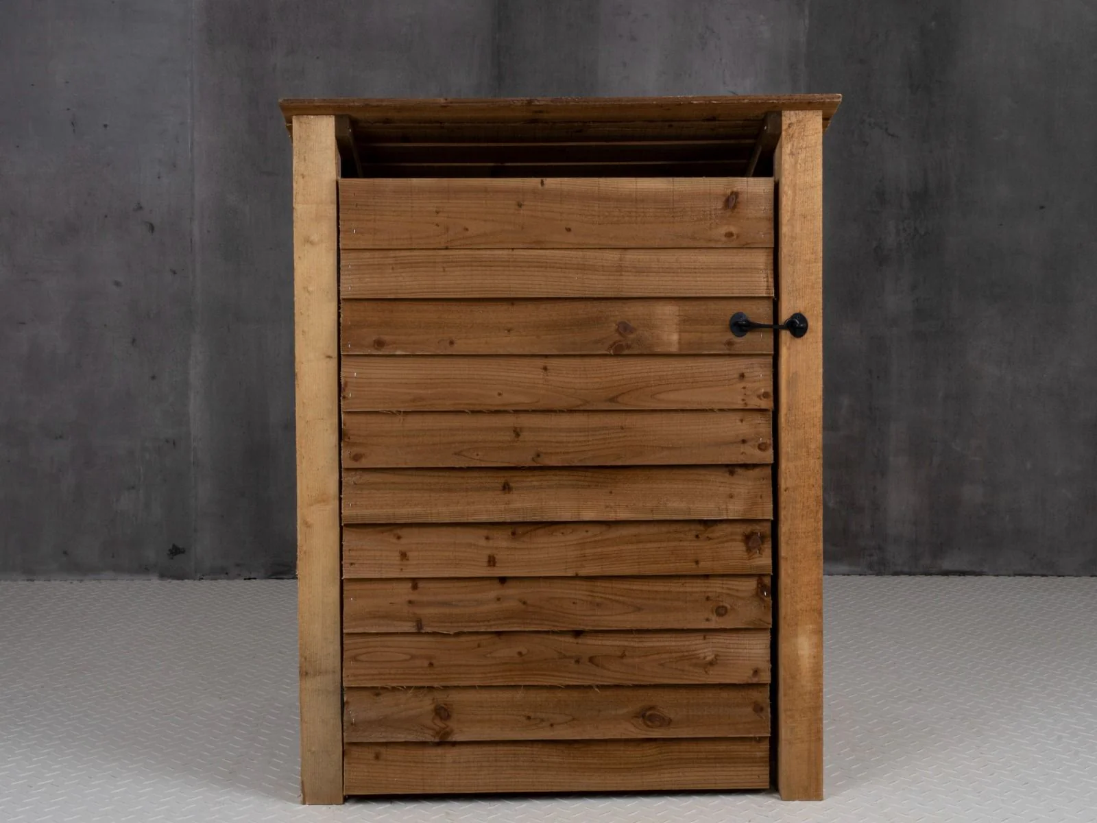 Wooden Log Store with Door and Shelf (Roof Sloping Back) W-99cm, H-126cm Or 180cm, D-88cm - Brown Finish - Image 8