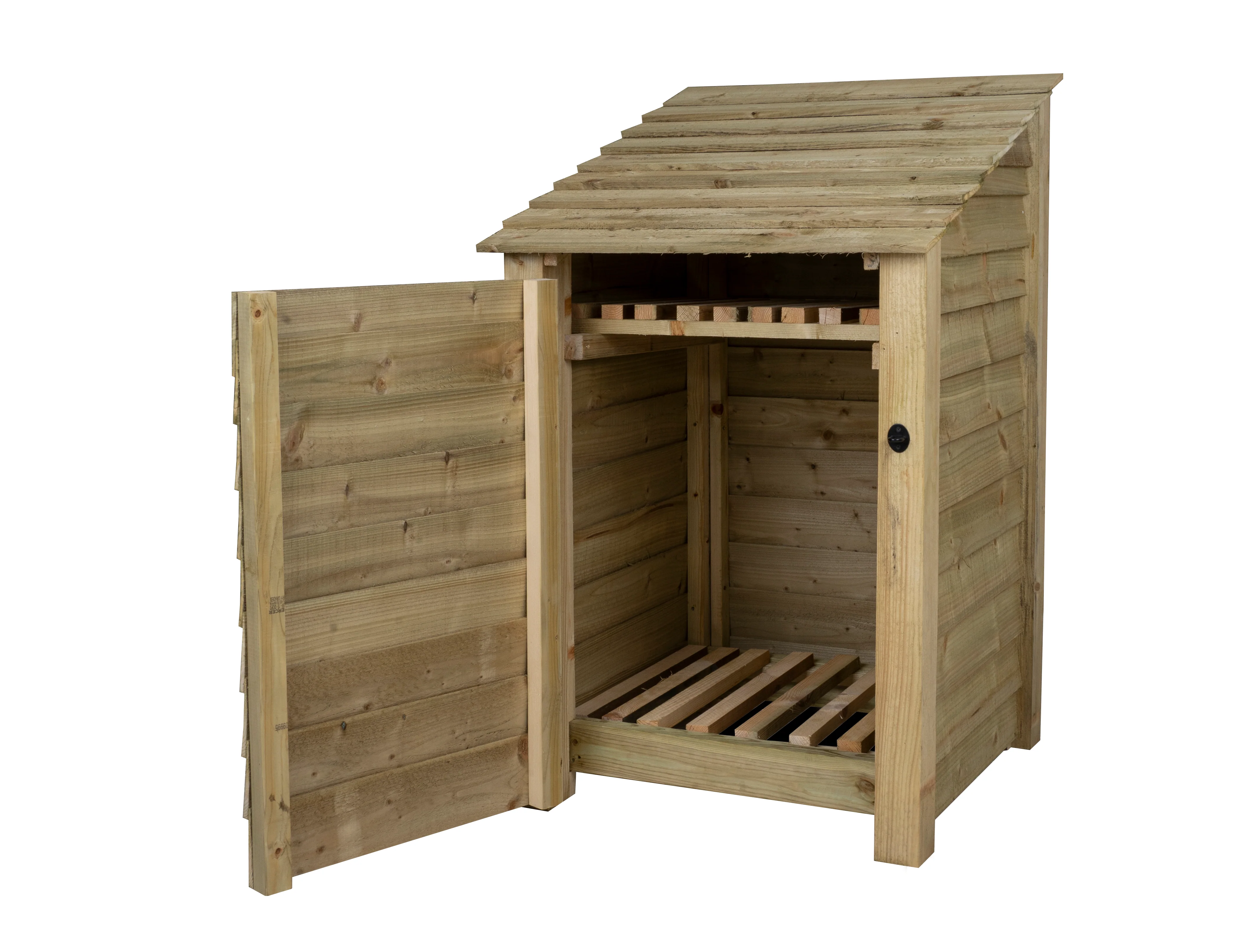 Wooden Log Store with Door and Shelf W-79cm, H-126cm or 180cm, D-88cm - Image 2