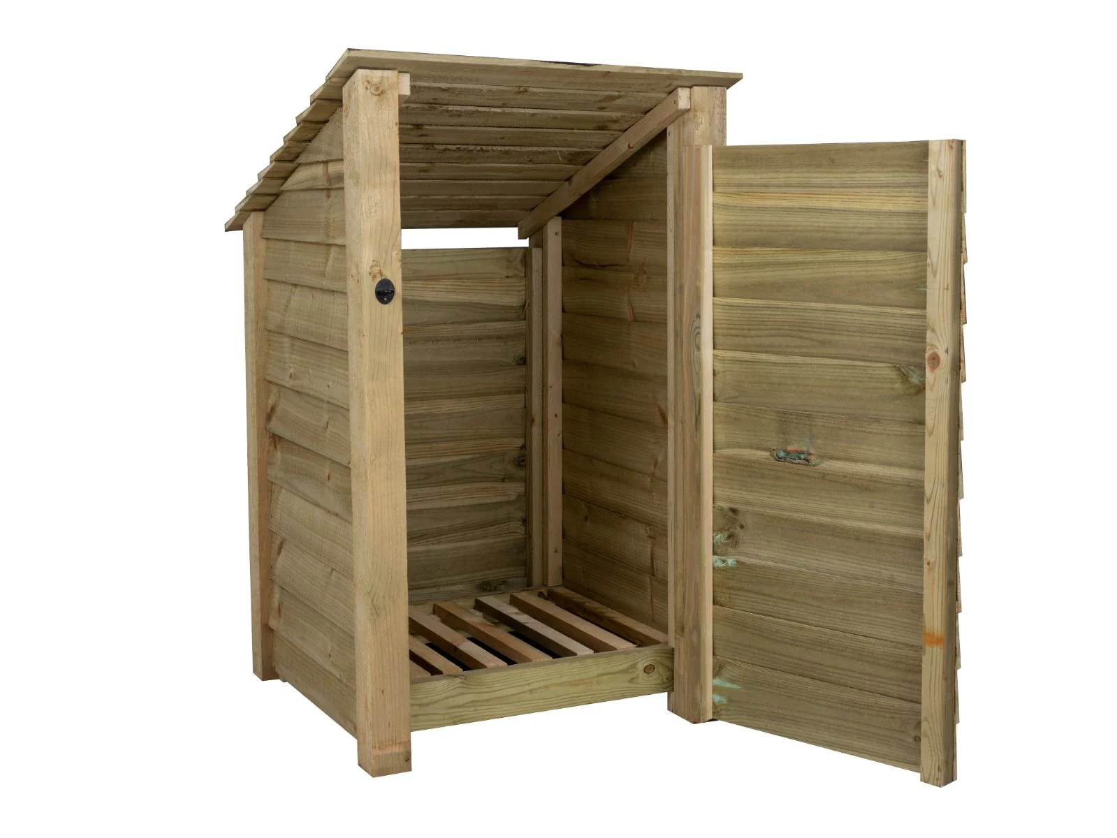 Wooden Log Store with Door (Roof Sloping Back) W-79cm, H-126cm or 180cm, D-88cm - Image 3
