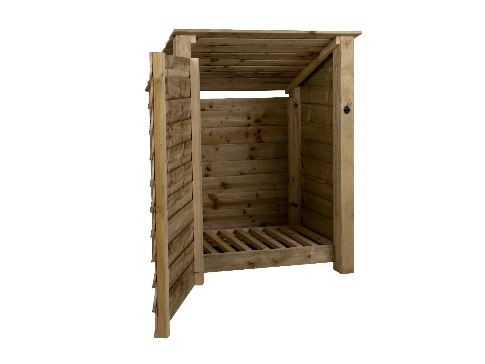 Wooden Log Store with Door (Roof Sloping Back) W-99cm, H-126cm Or 180cm, D-88cm - Image 5