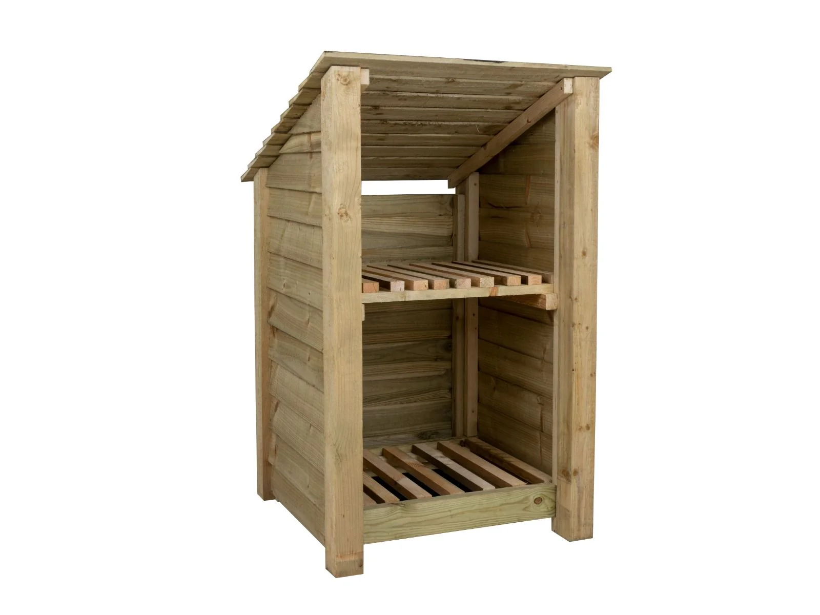 Wooden Log Store with Shelf (Roof Sloping Back) W-79cm, H-126cm or 180cm, D-88cm - Image 3