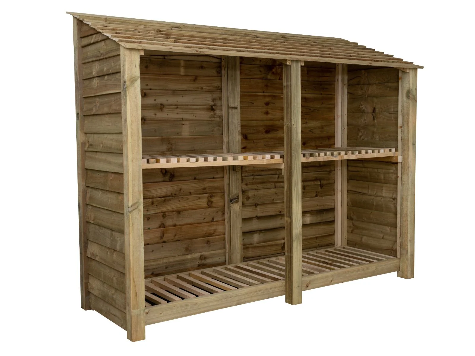 Wooden Log Store with Shelf W-227cm, H-126cm or 180cm, D-88cm