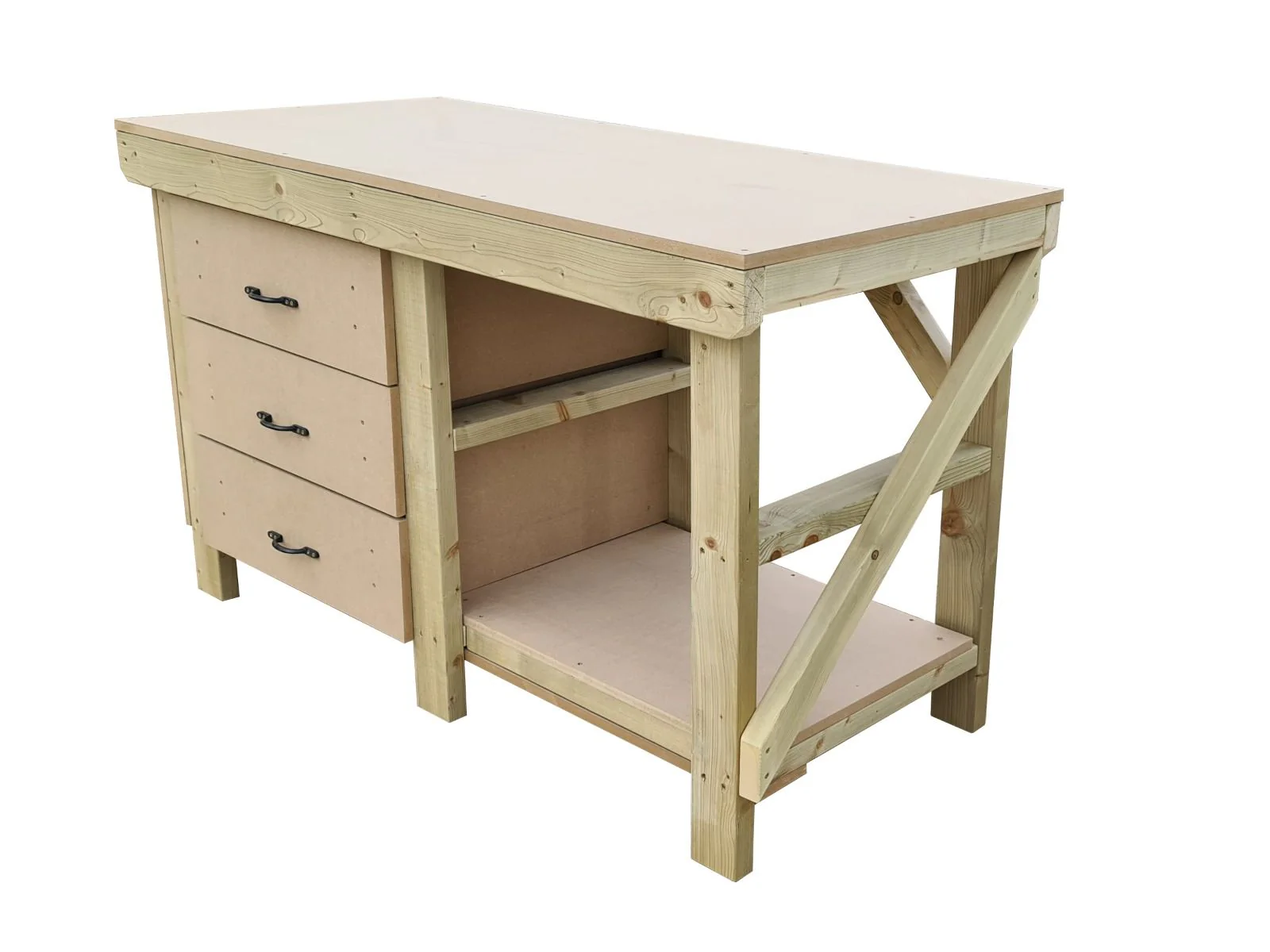 Wooden MDF top tool cabinet workbench with storage shelf (V.7) - Image 3