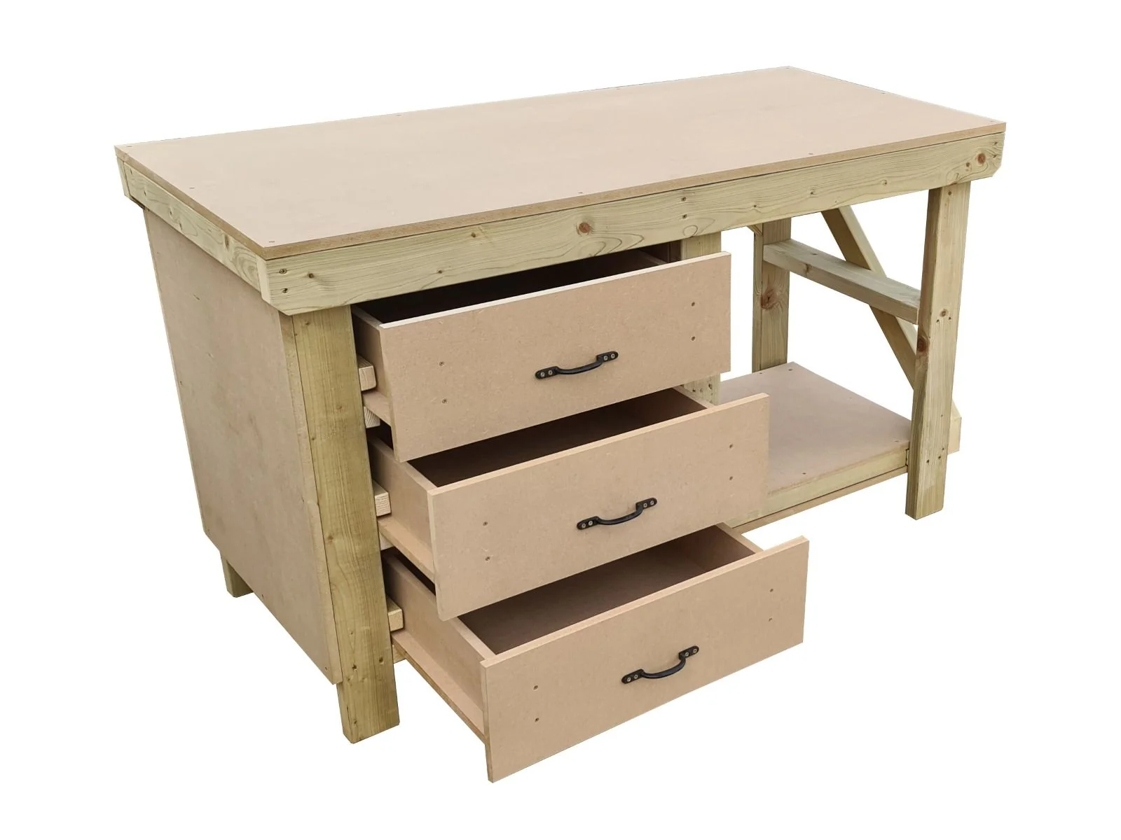 Wooden MDF top tool cabinet workbench with storage shelf (V.7) - Image 4