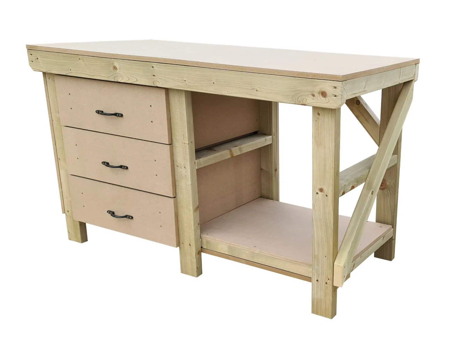 Wooden MDF top tool cabinet workbench with storage shelf (V.7) - Image 5