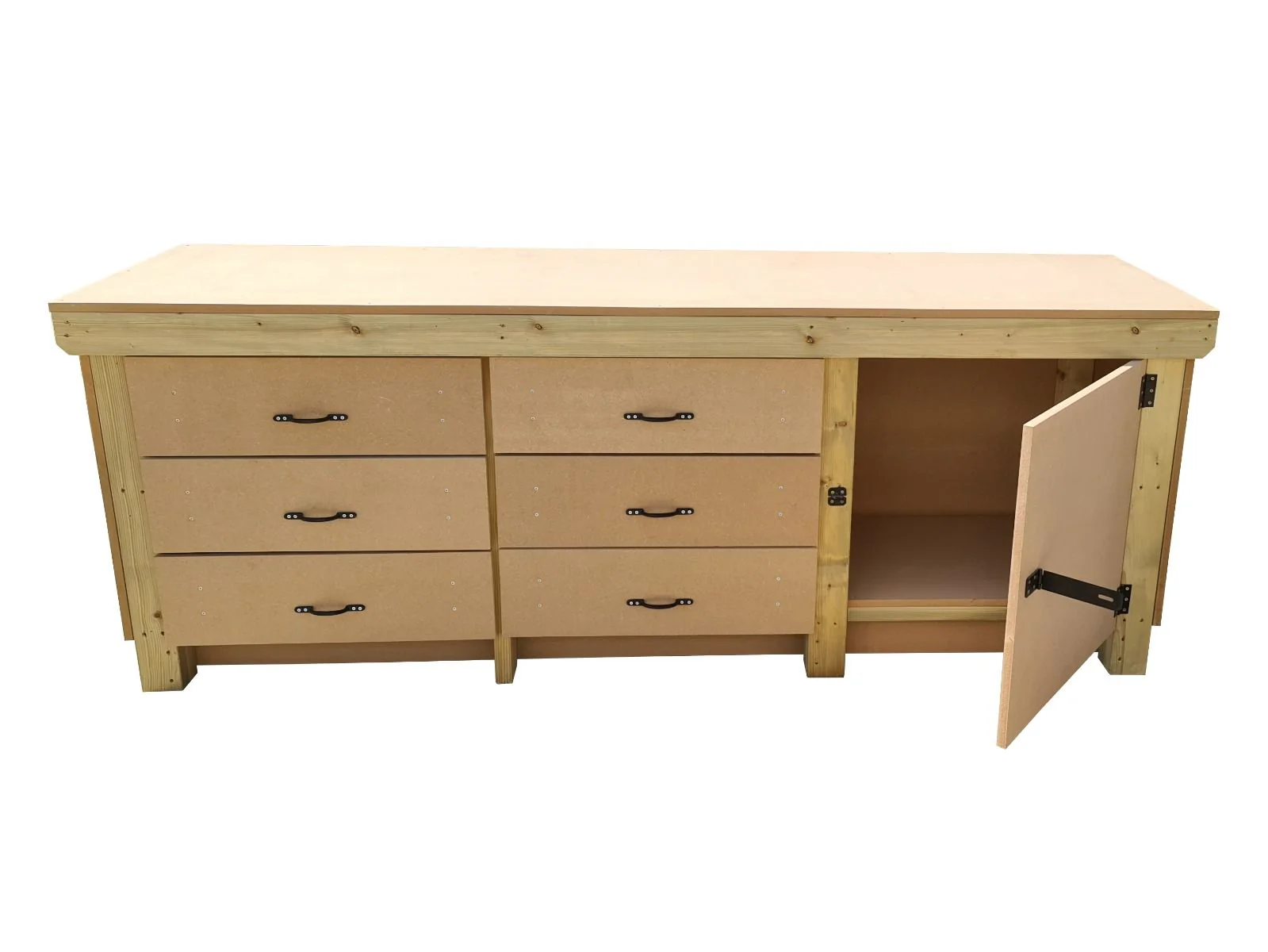 Wooden MDF top workbench, tool cabinet with lockable cupboard (V.3) - Image 4