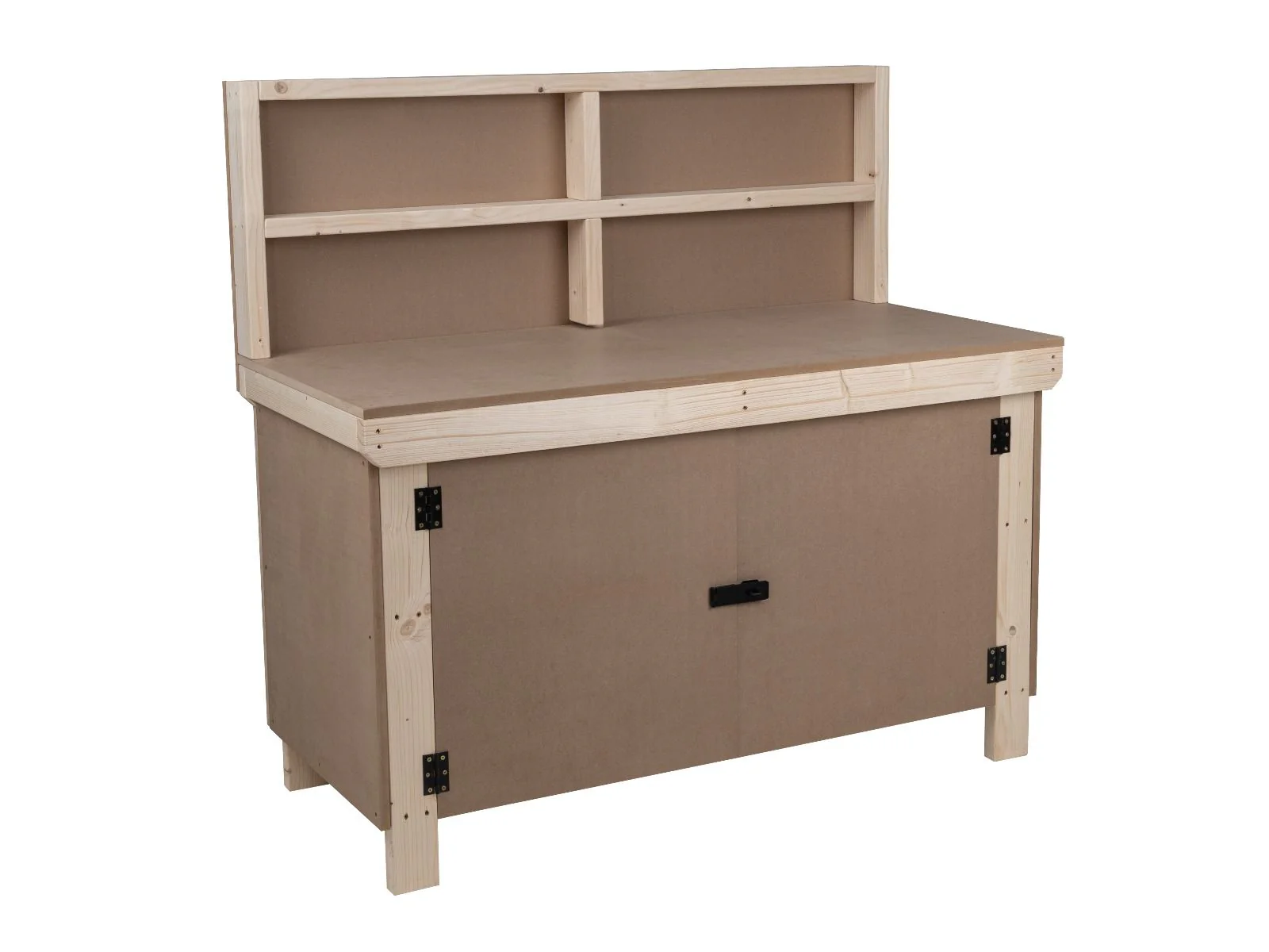 Wooden MDF Top Workbench With Lockable Cupboard (V.9) with back panel
