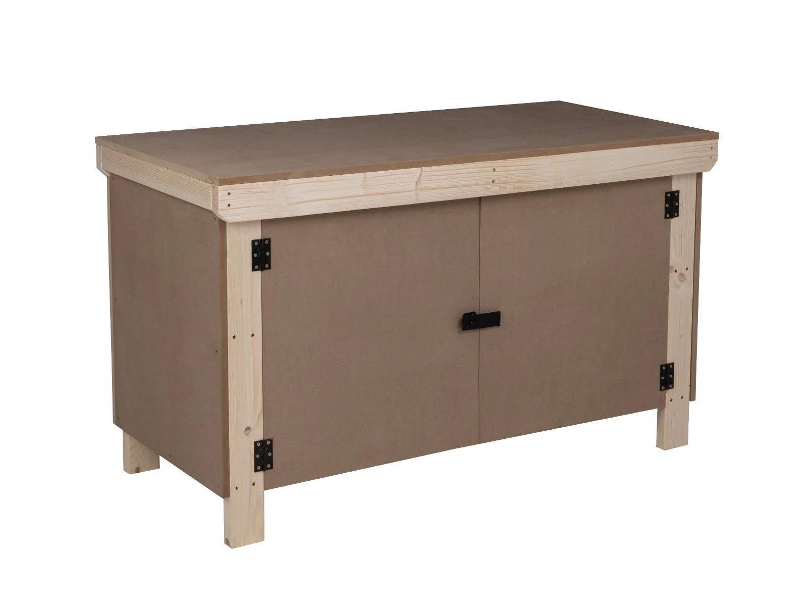 Wooden MDF Top Workbench With Lockable Cupboard (V.9) with double shelf