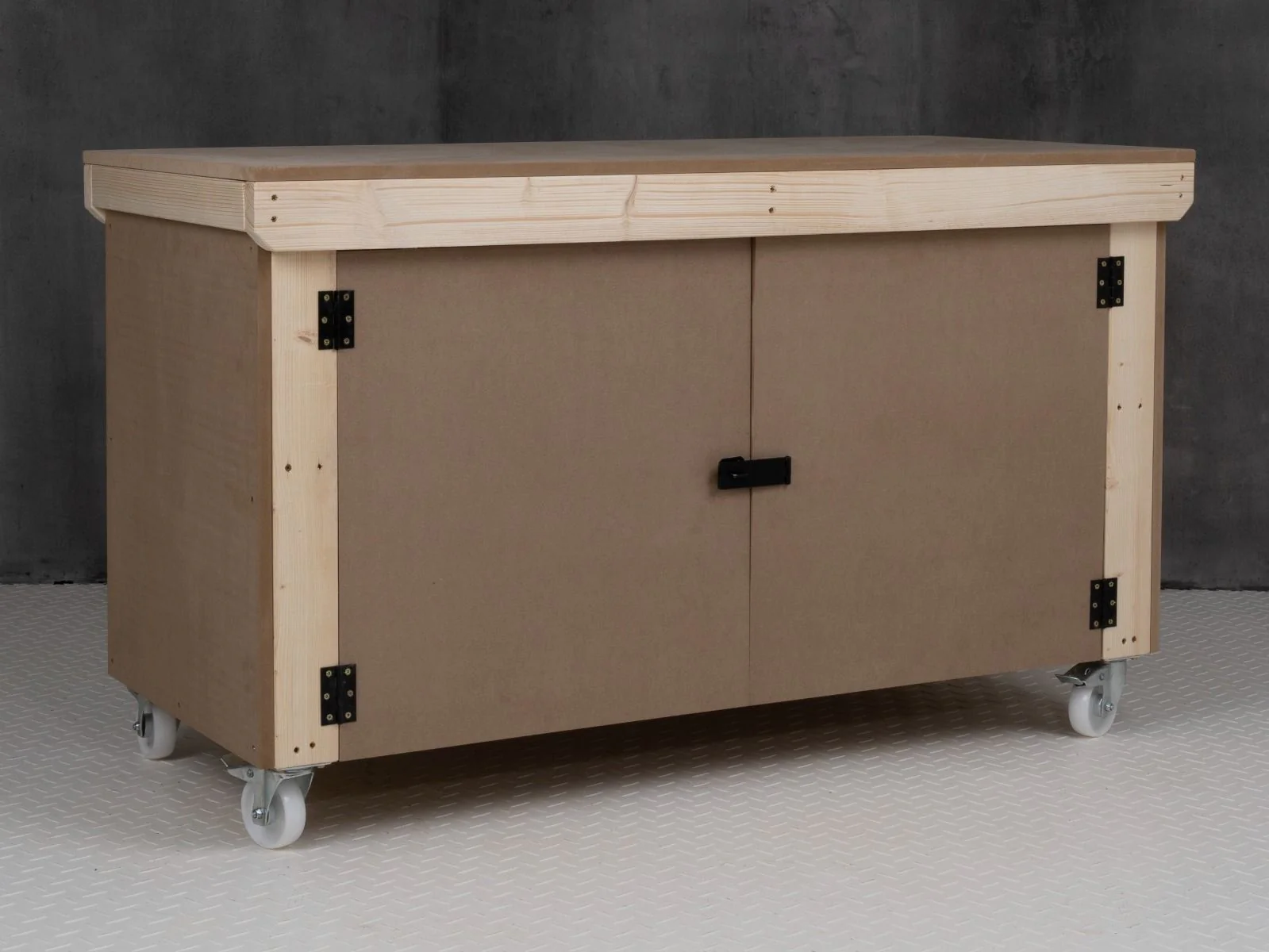 Wooden MDF Top Workbench With Lockable Cupboard (V.9) with wheels - Image 8
