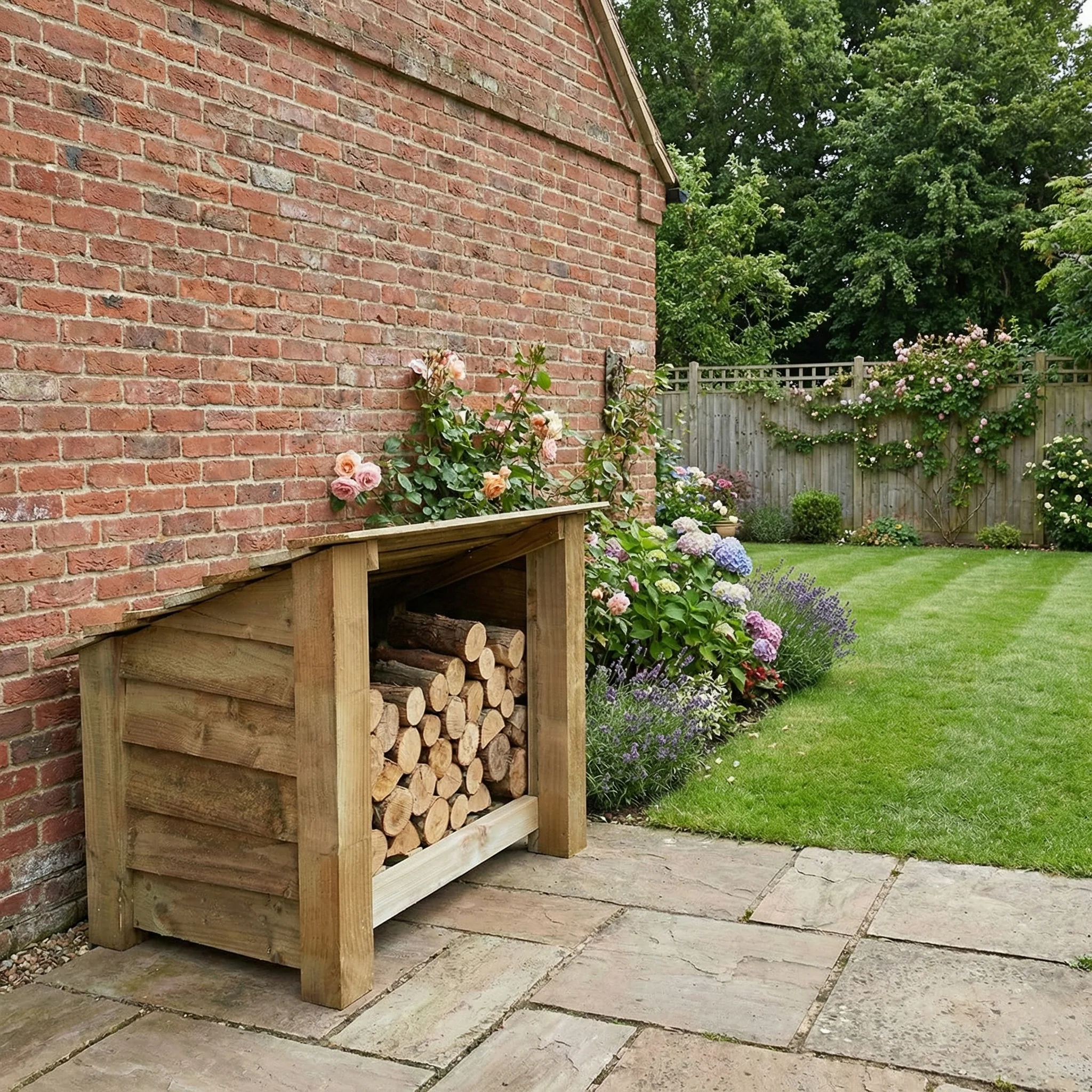 Wooden Outdoor Shoe/Log Storage W-79cm, H-66cm, D-54cm - Image 3