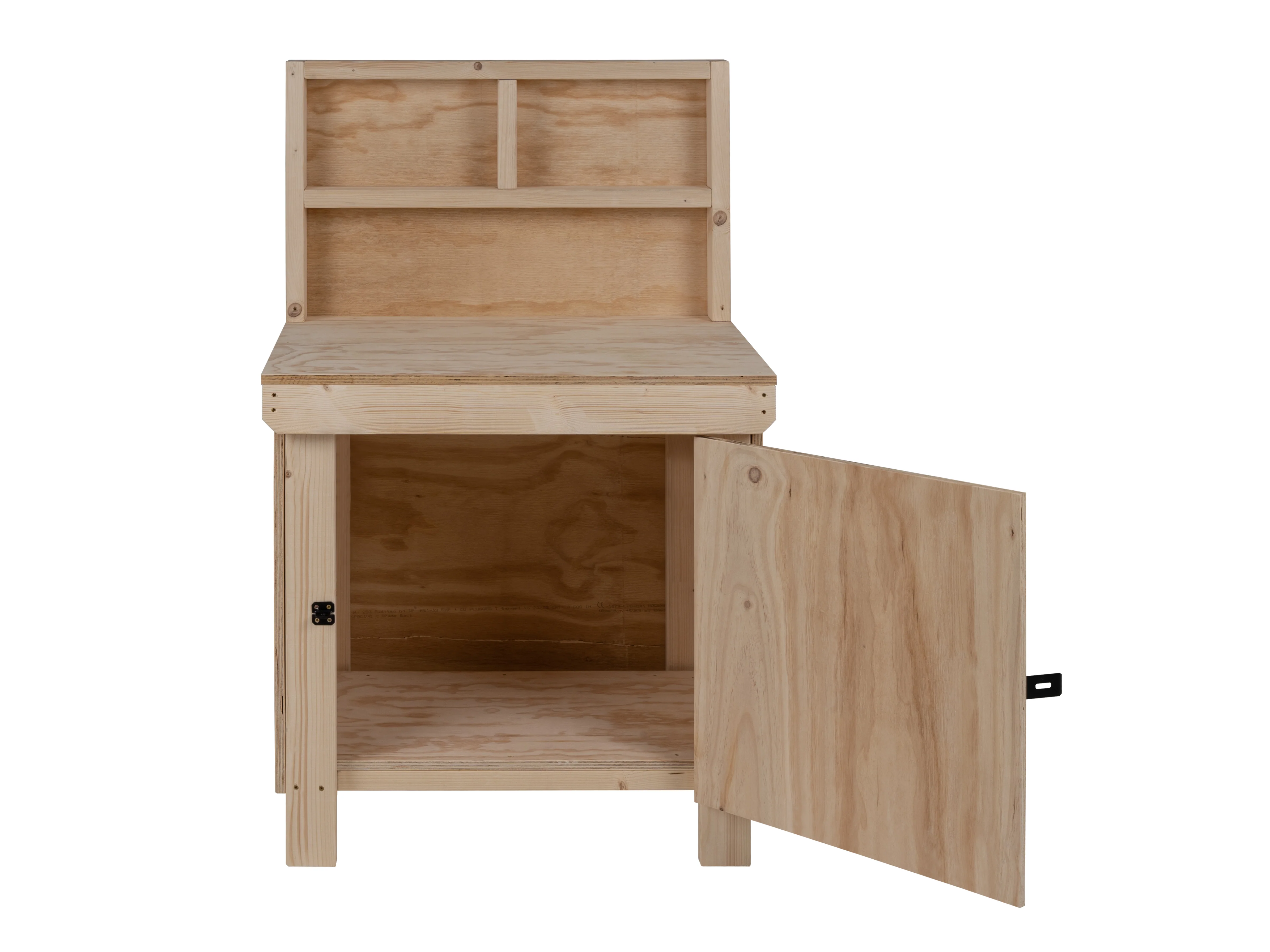 Wooden Plywood Top Workbench With Lockable Cupboard (V.9) With back panel - Image 2