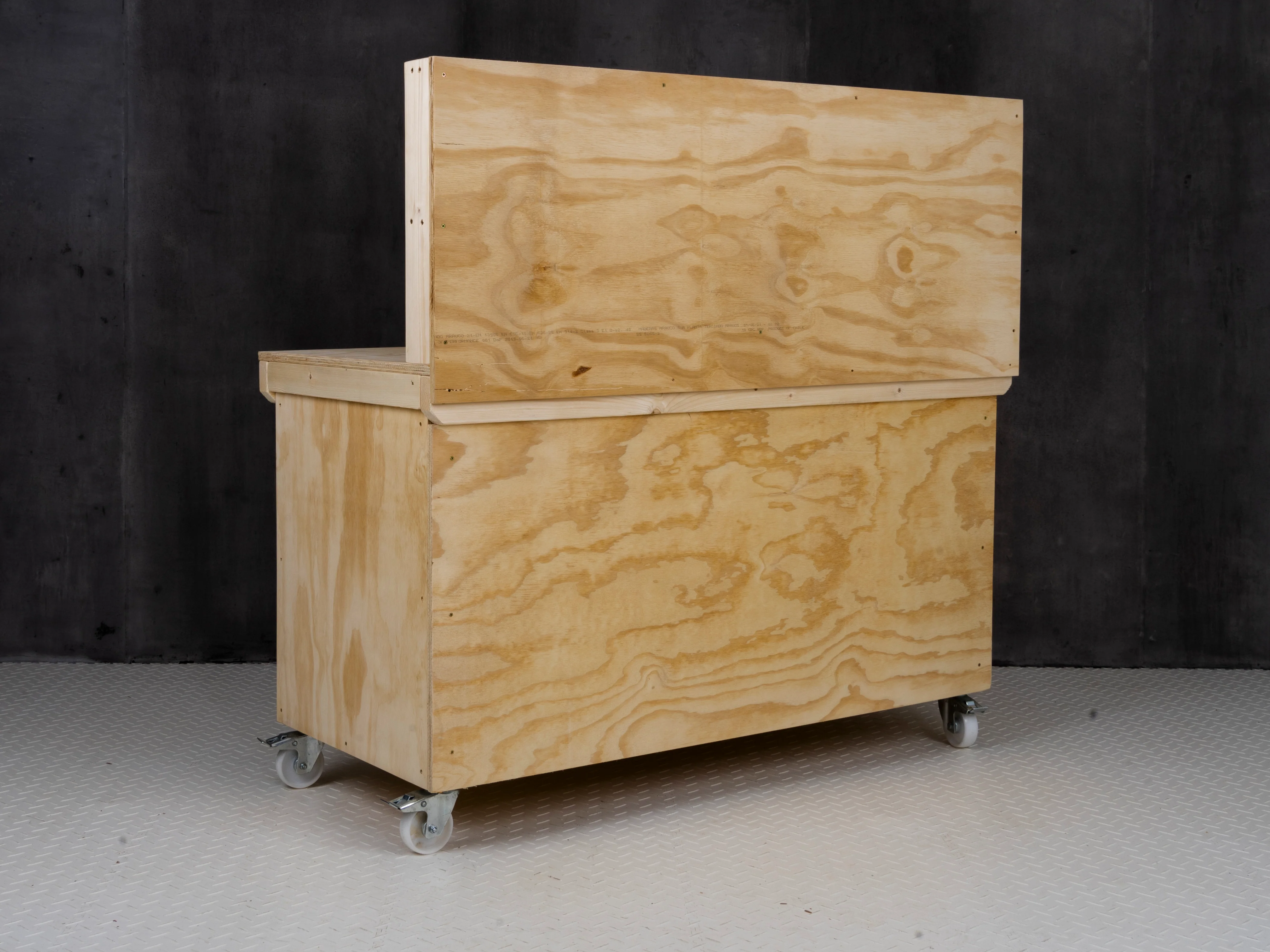 Wooden Plywood Top Workbench With Lockable Cupboard (V.9) With back panel, With wheels, Double Shelf - Image 10