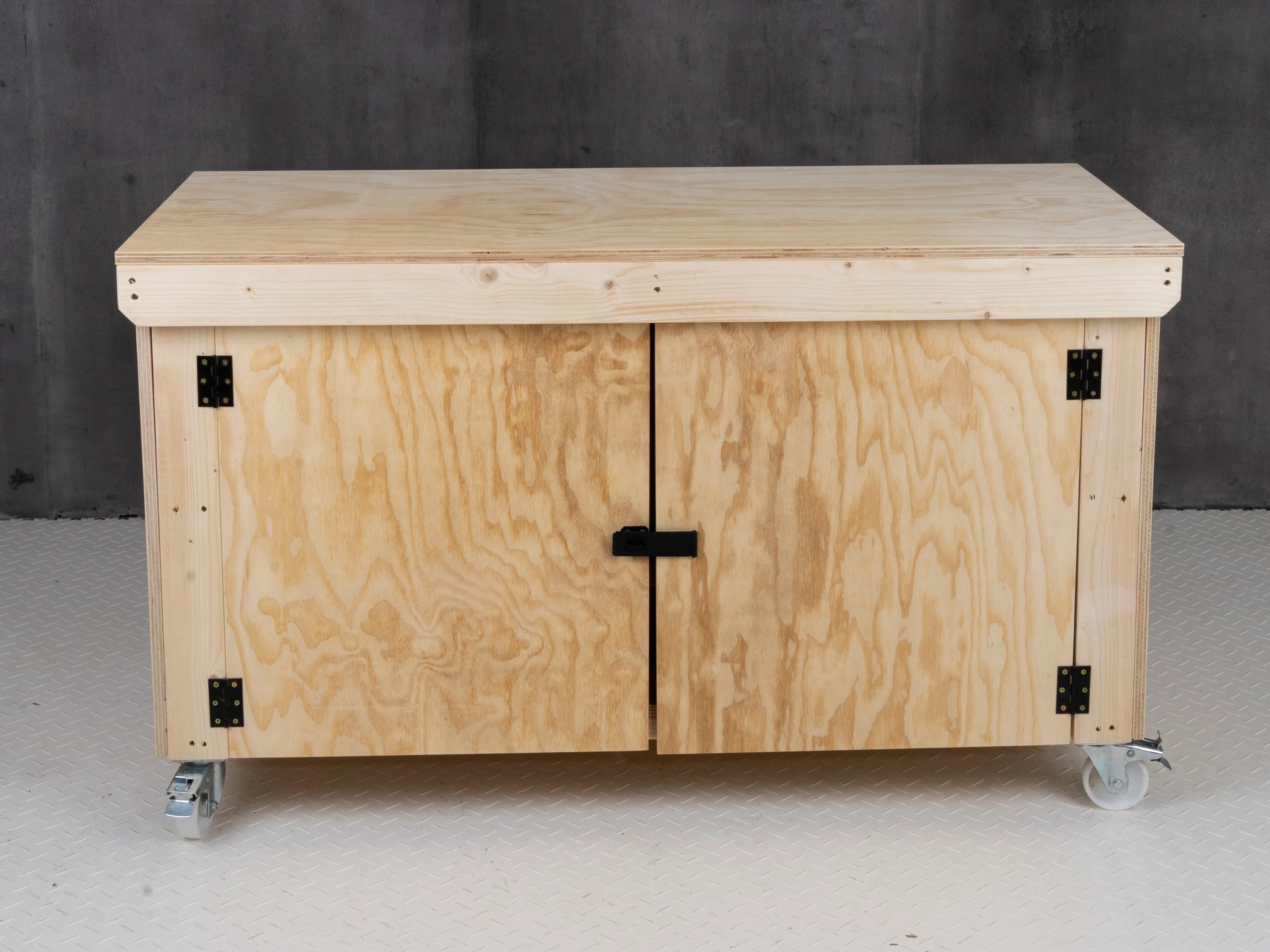 Wooden Plywood Top Workbench With Lockable Cupboard (V.9) With Wheels - Image 7