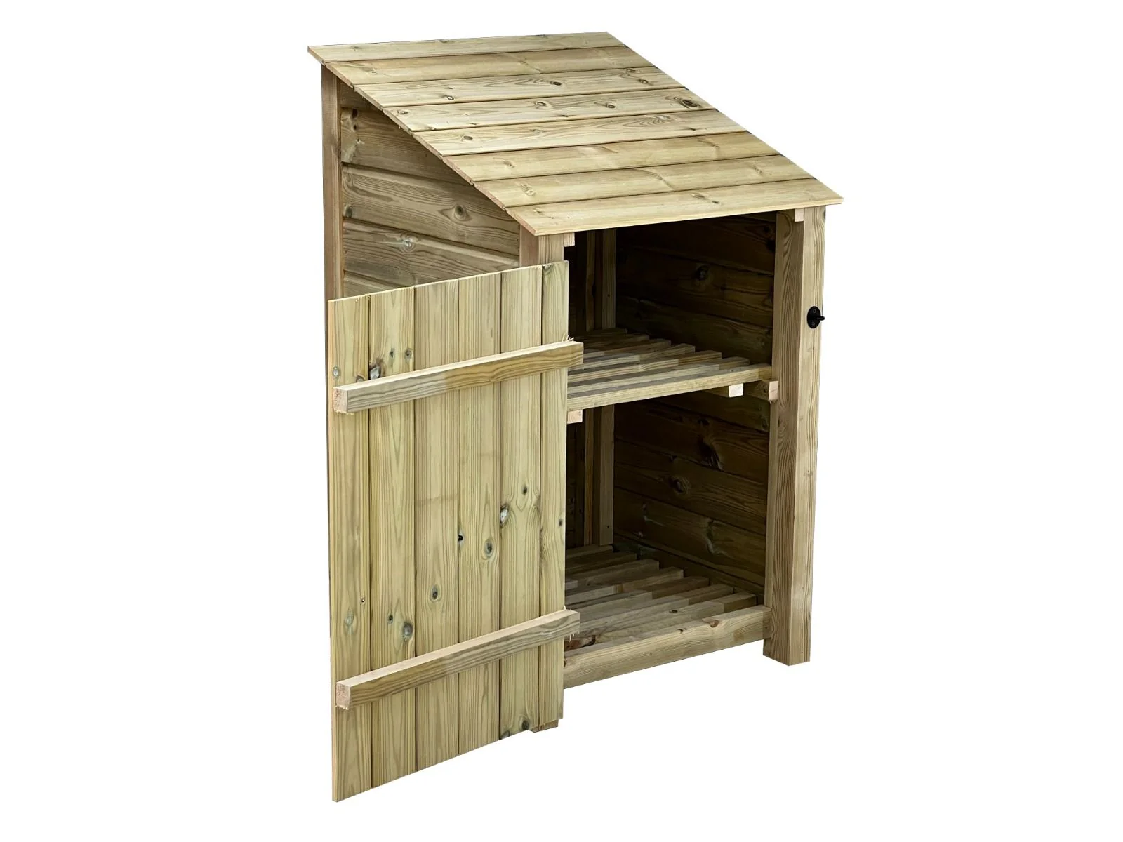 Wooden Premium Tongue/Groove Log Store with Door and Shelf (W-79cm, H-126cm or H-180cm, D-88cm) - Image 6