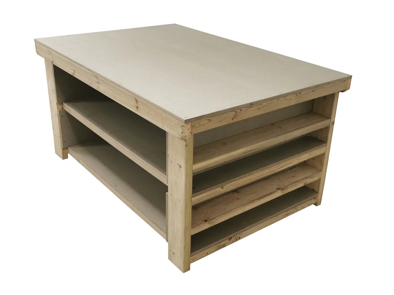 Wooden UniMDF Moisture Resistant Workbench with Extra Shelving Depth-3ft