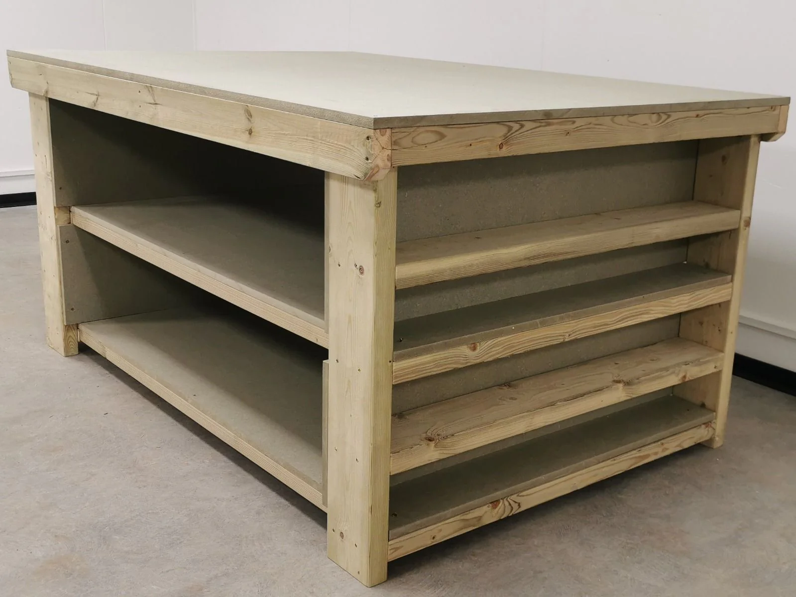 Wooden UniMDF Moisture Resistant Workbench with Extra Shelving Depth-3ft - Image 2