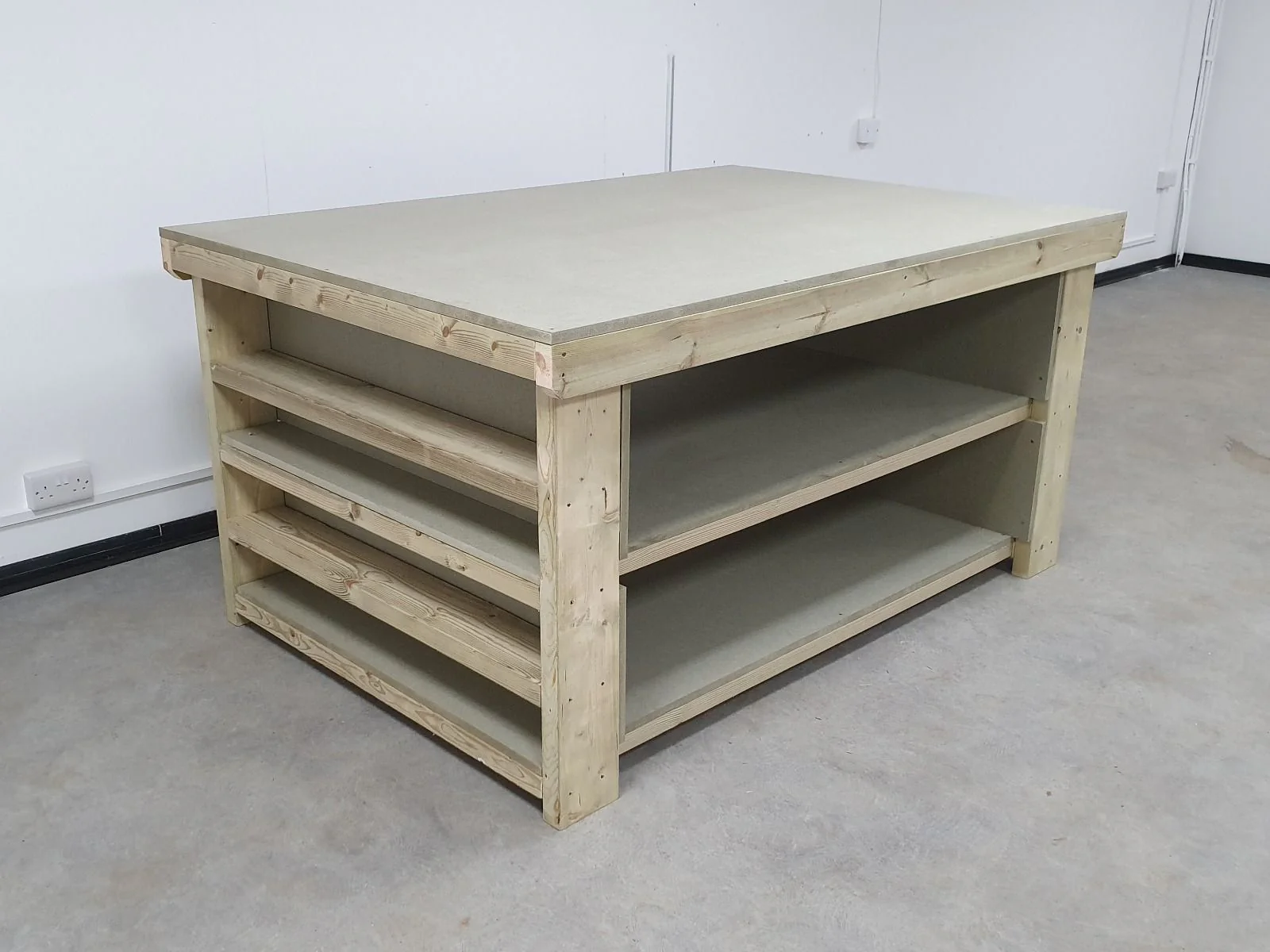 Wooden UniMDF Moisture Resistant Workbench with Extra Shelving Depth-3ft - Image 3