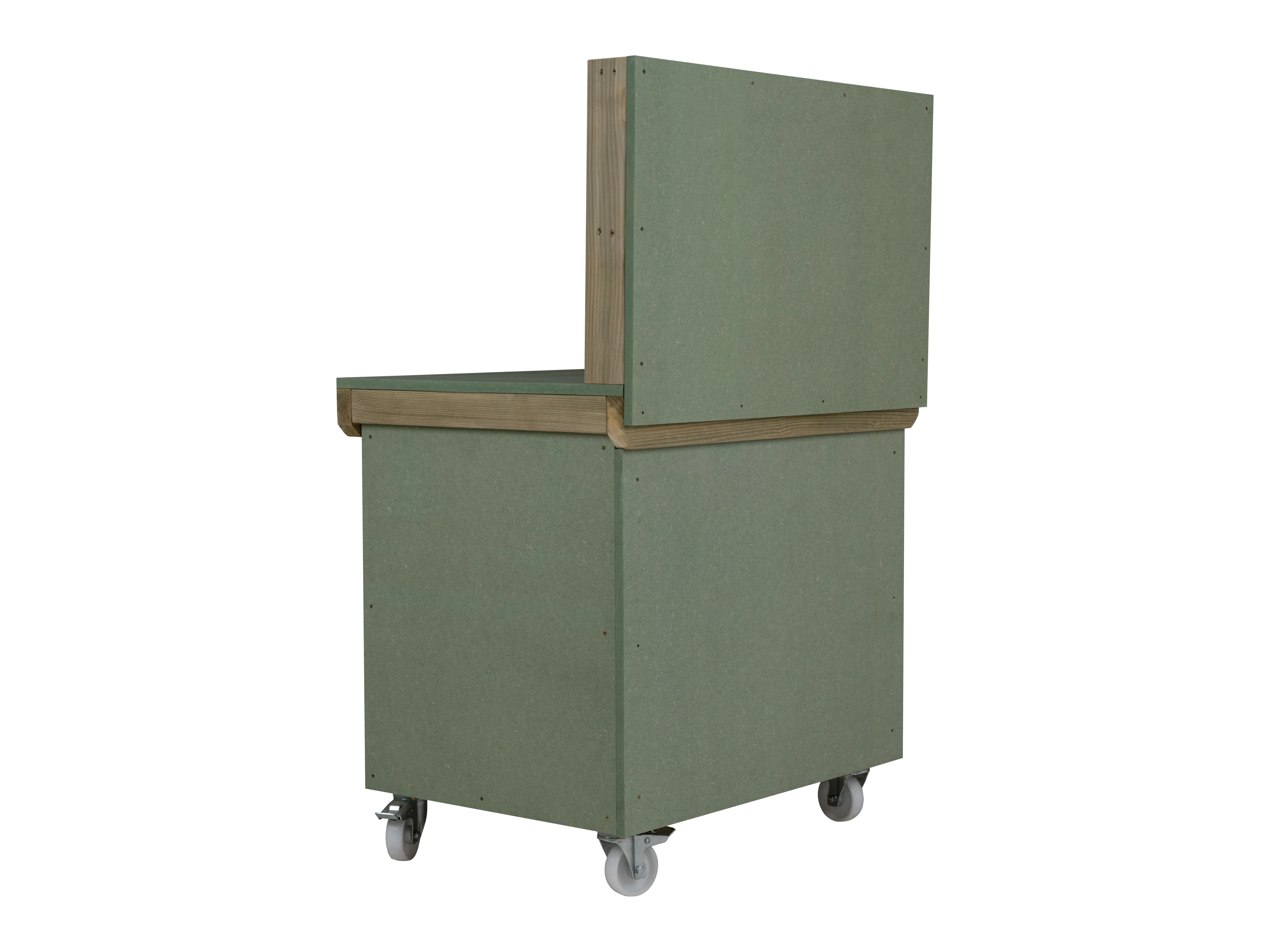 Wooden UniMDF Moisture Resistant Workbench With Lockable Cupboard (V.9) With Back panel, Wheels, Double shelf - Image 7