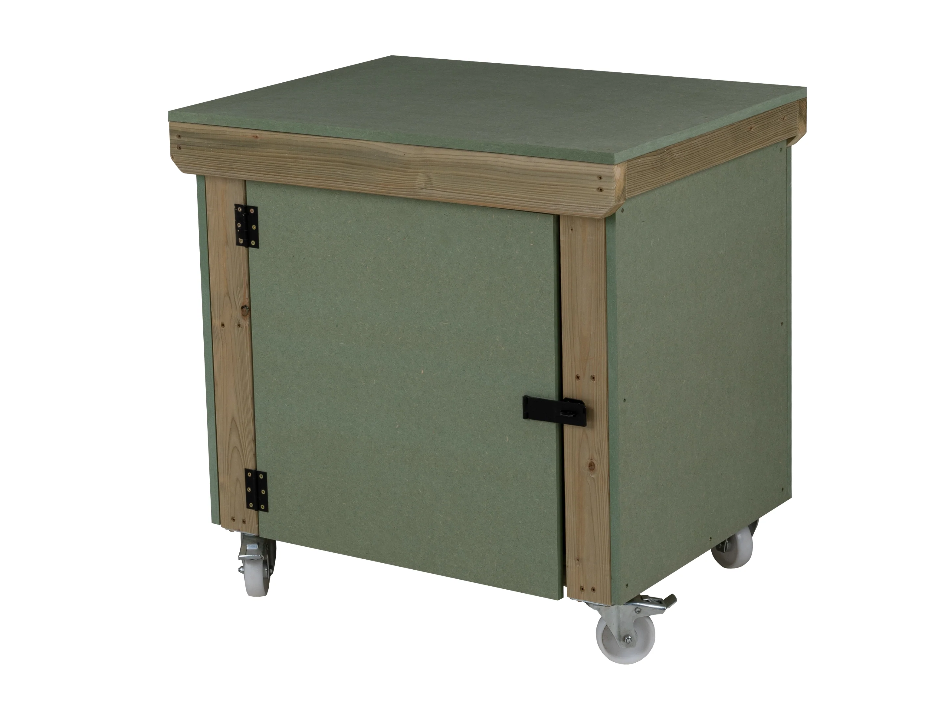 Wooden UniMDF Moisture Resistant Workbench With Lockable Cupboard (V.9) With Wheels, Double Shelf - Image 7
