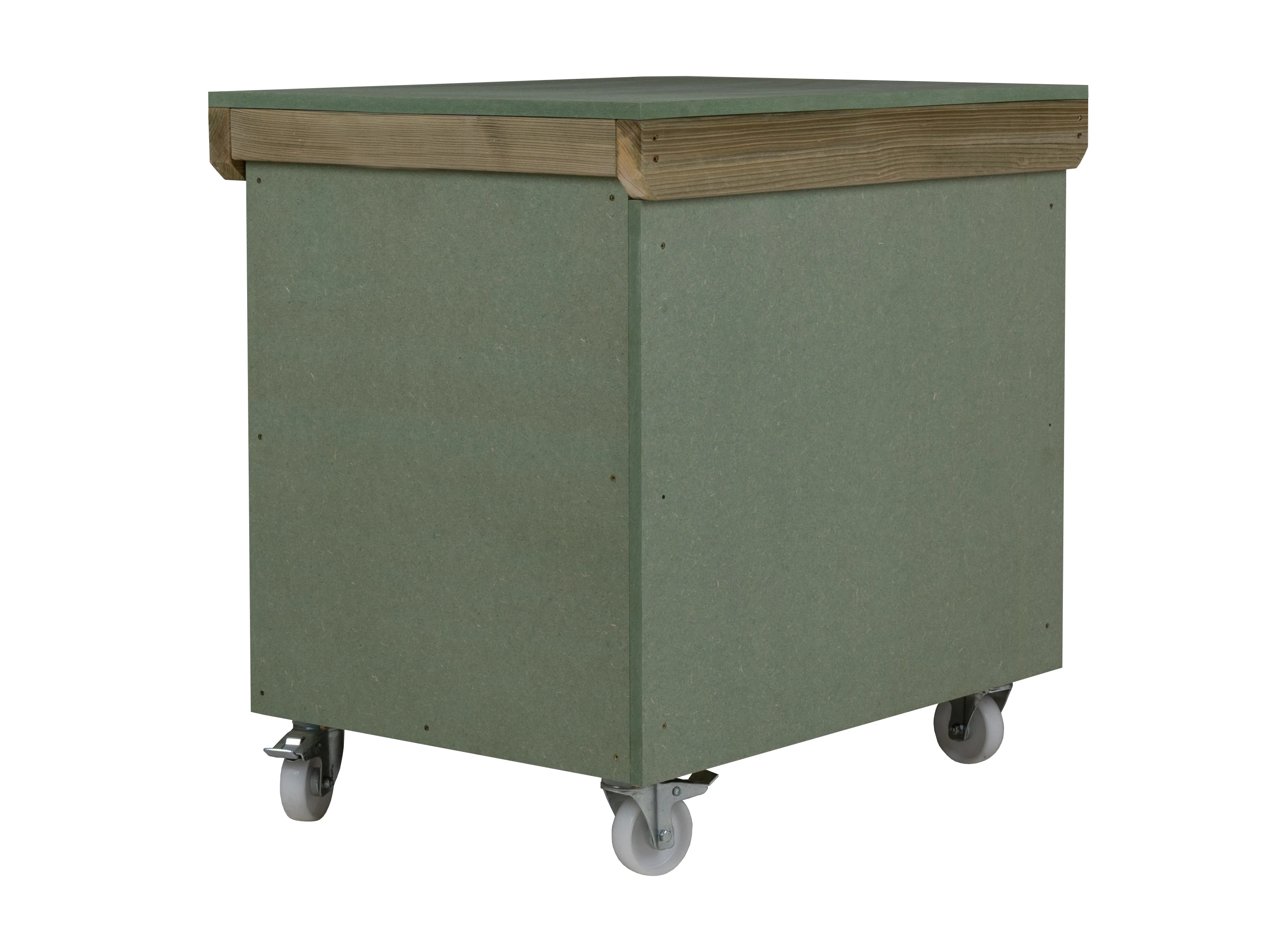 Wooden UniMDF Moisture Resistant Workbench With Lockable Cupboard (V.9) With Wheels, Double Shelf - Image 8