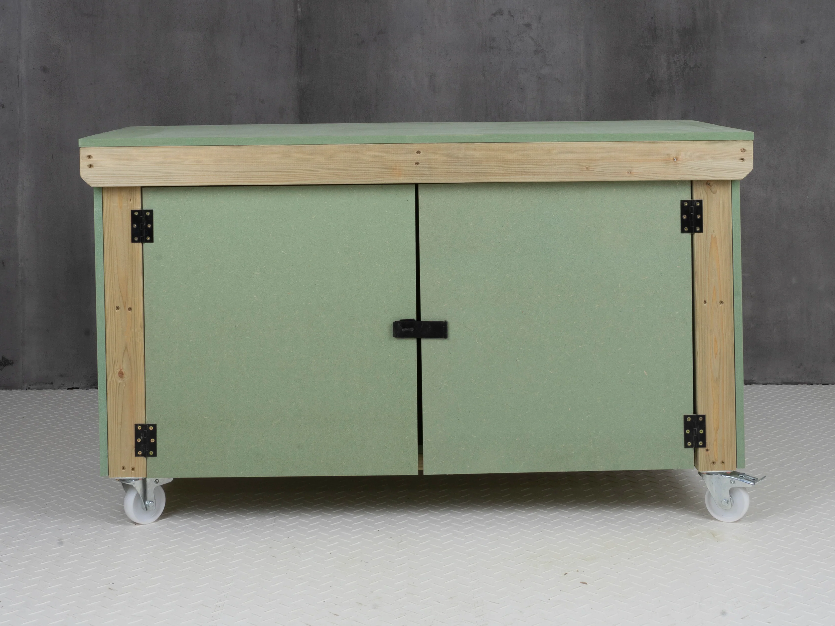 Wooden UniMDF Moisture Resistant Workbench With Lockable Cupboard (V.9) With Wheels - Image 7