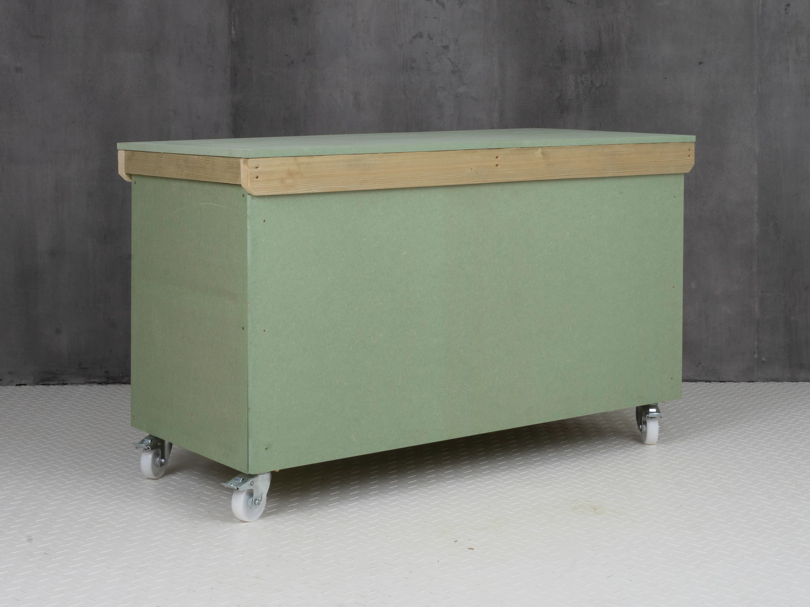 Wooden UniMDF Moisture Resistant Workbench With Lockable Cupboard (V.9) With Wheels - Image 8
