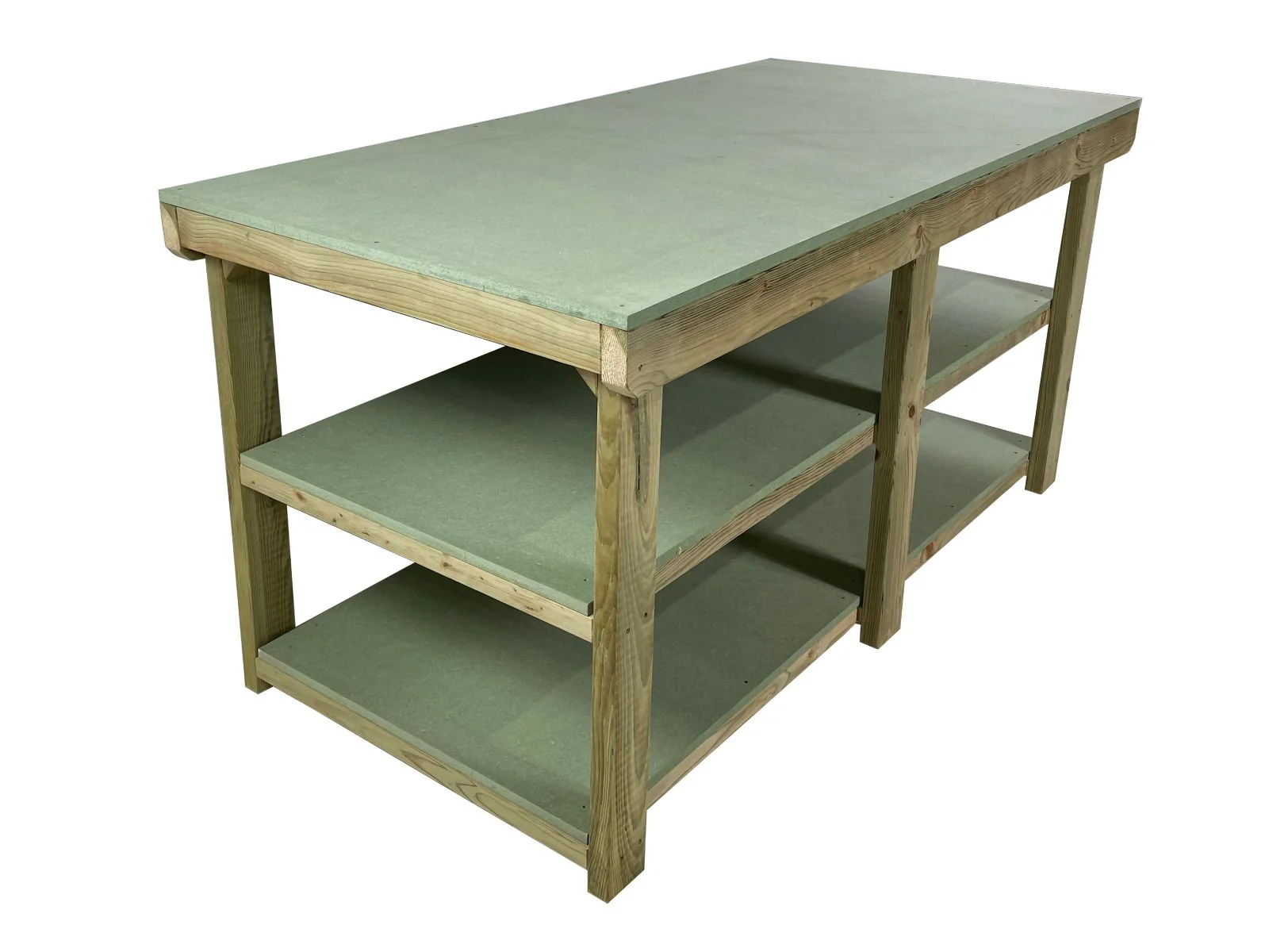 Wooden UniMDF Top Workbench Depth-4ft With Double Shelf