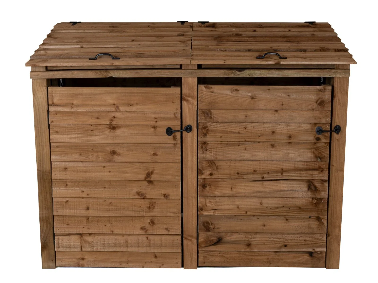 Wooden Wheelie Bin Store, Brown Finish - Image 10
