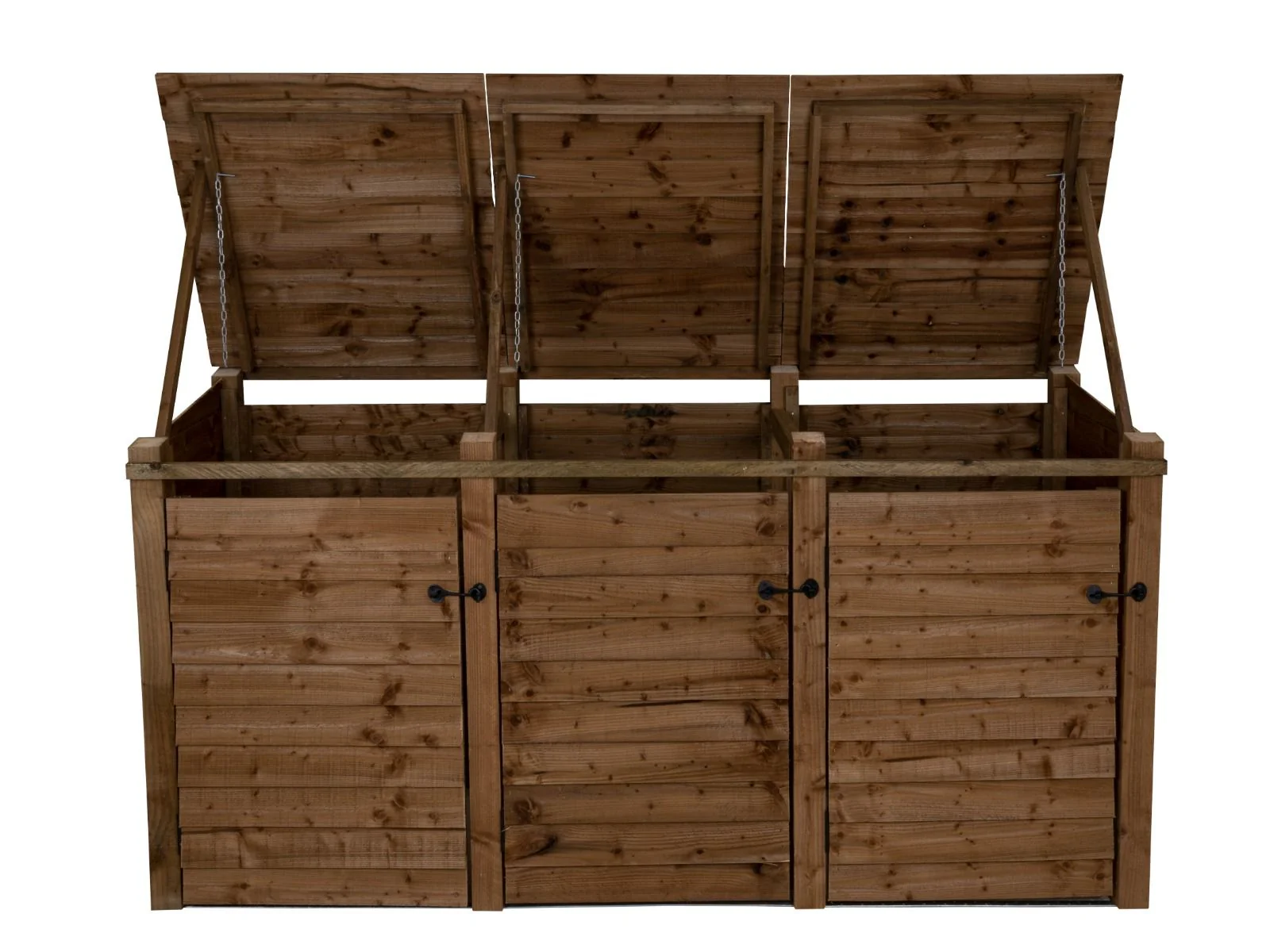Wooden Wheelie Bin Store, Brown Finish - Image 11
