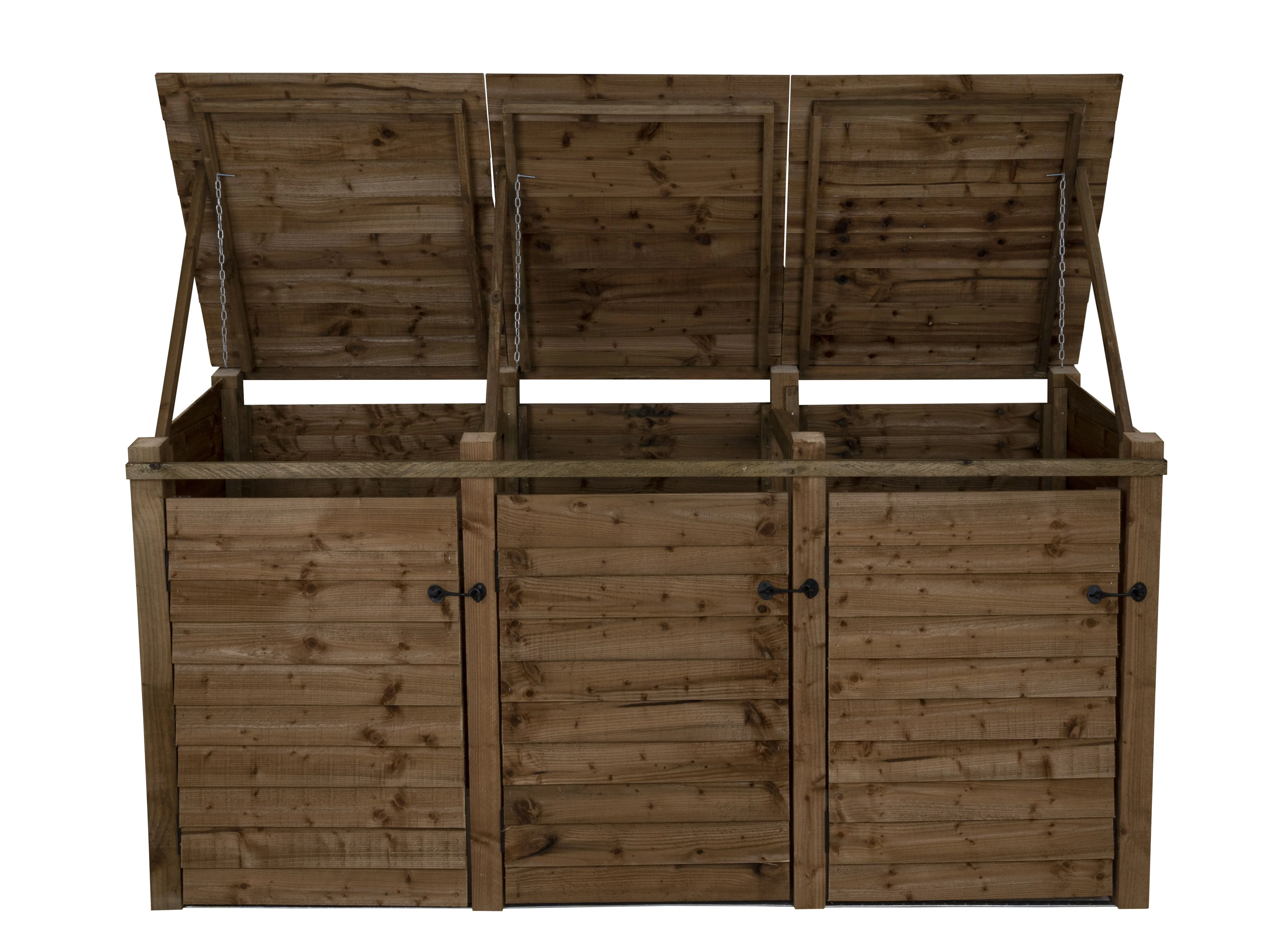 Wooden Wheelie Bin Store, Brown Finish - Image 12