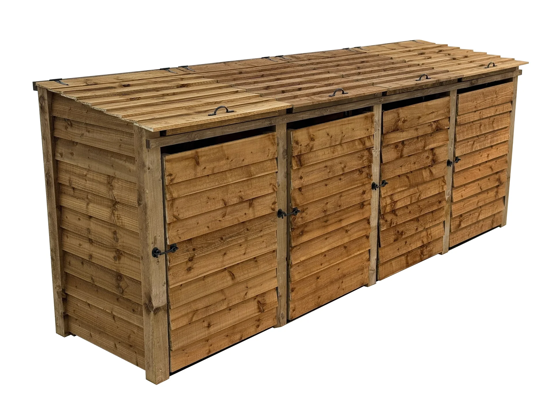 Wooden Wheelie Bin Store, Brown Finish - Image 14