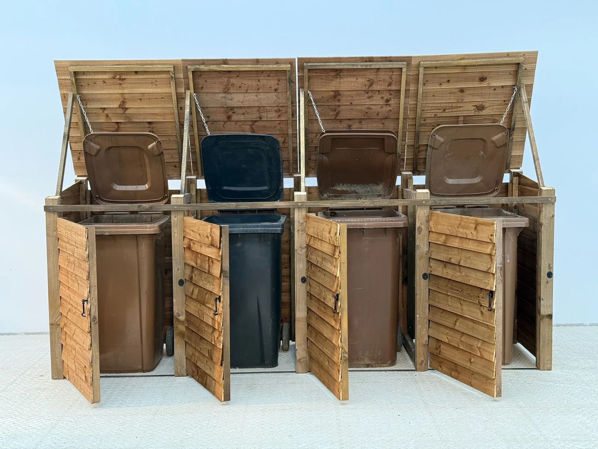 Wooden Wheelie Bin Store, Brown Finish - Image 15