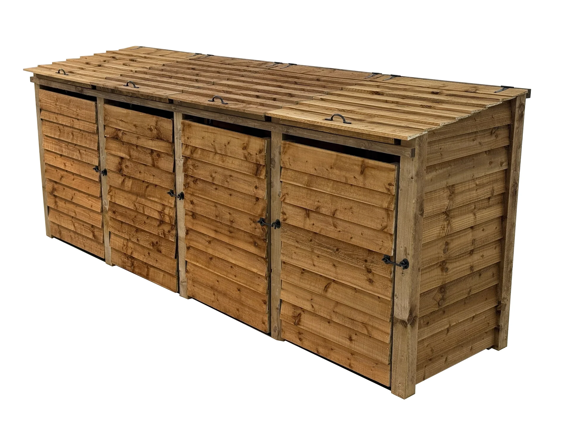 Wooden Wheelie Bin Store, Brown Finish - Image 18