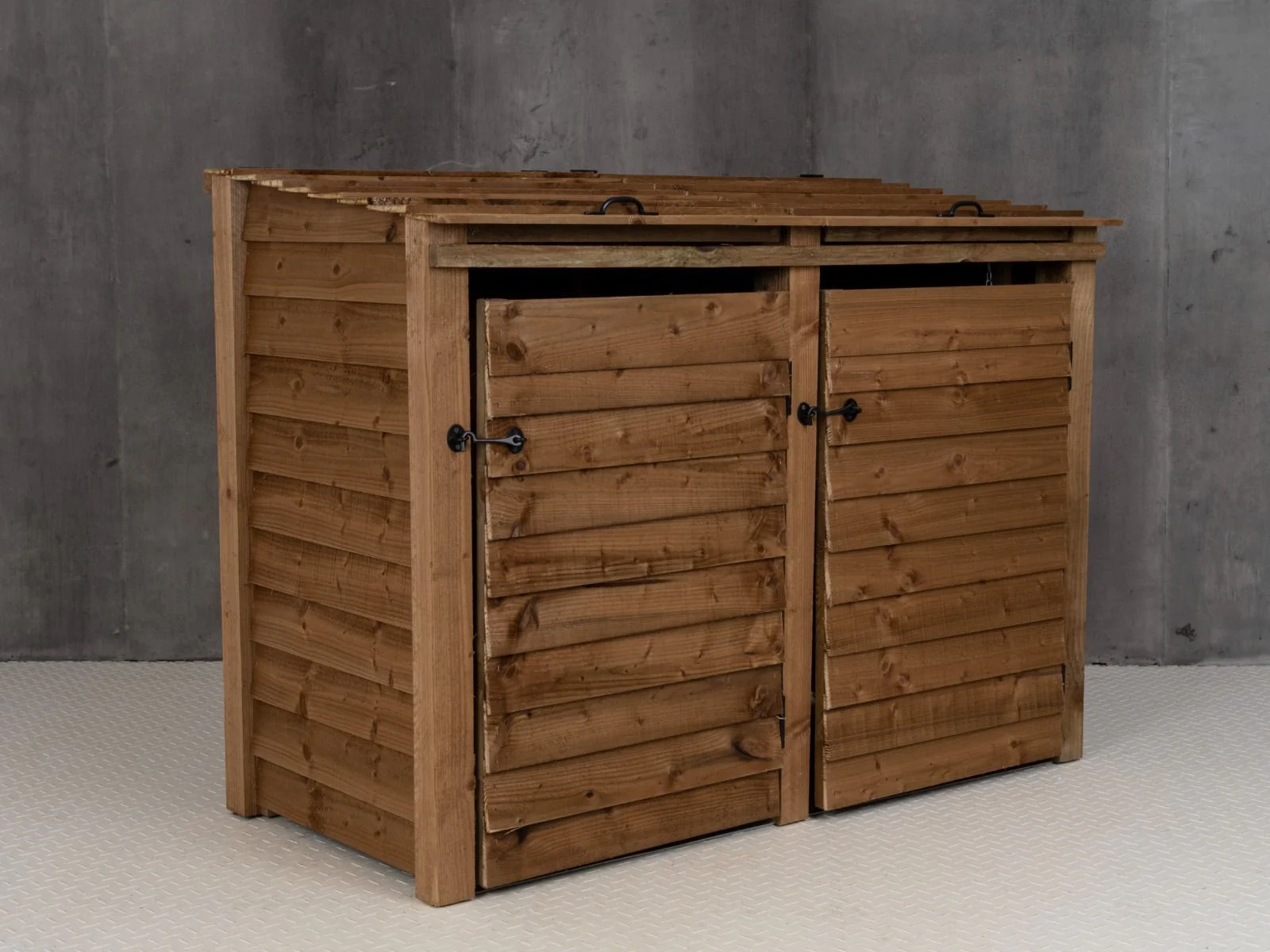 Wooden Wheelie Bin Store, Brown Finish - Image 3