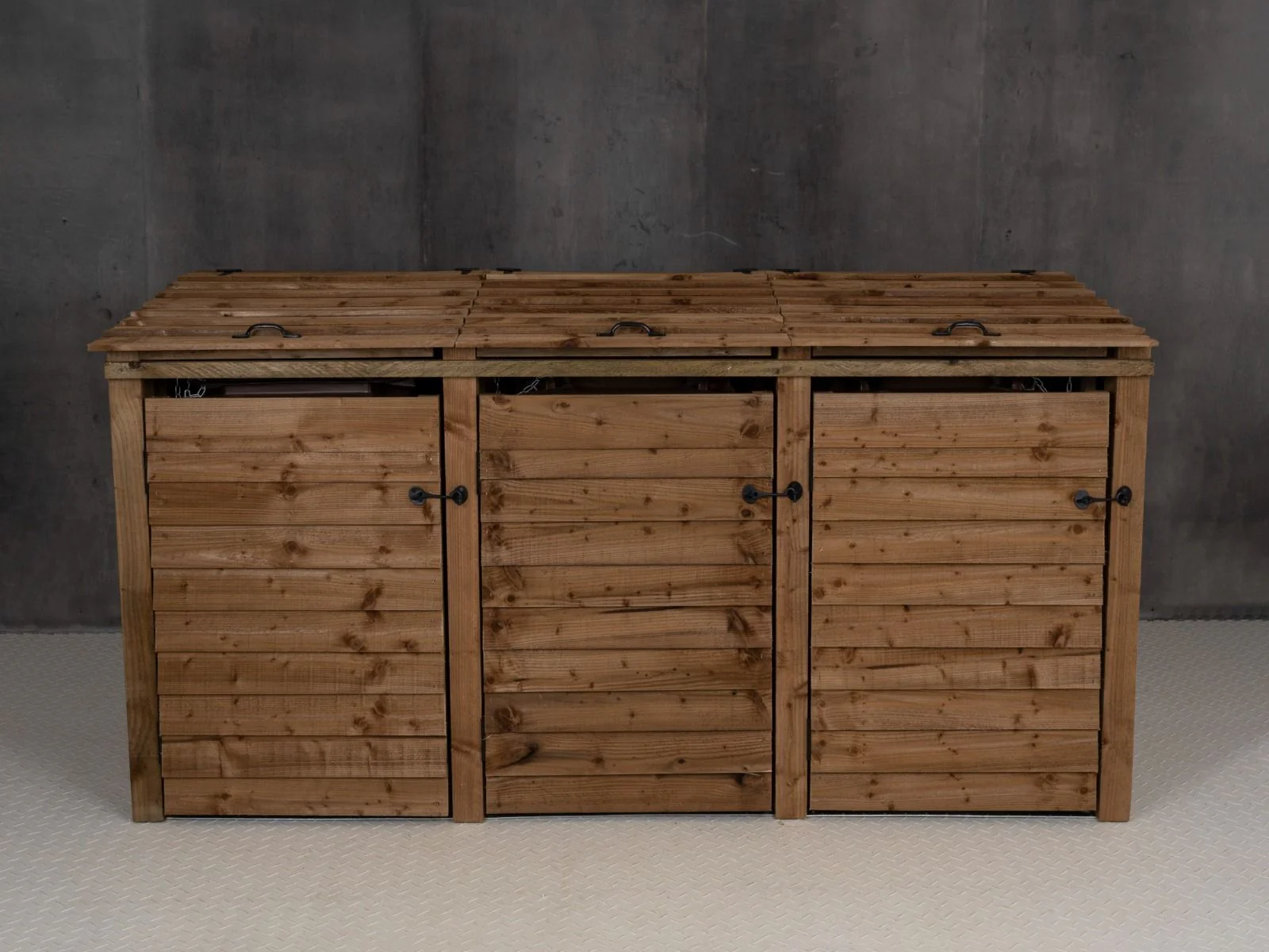 Wooden Wheelie Bin Store, Brown Finish - Image 4
