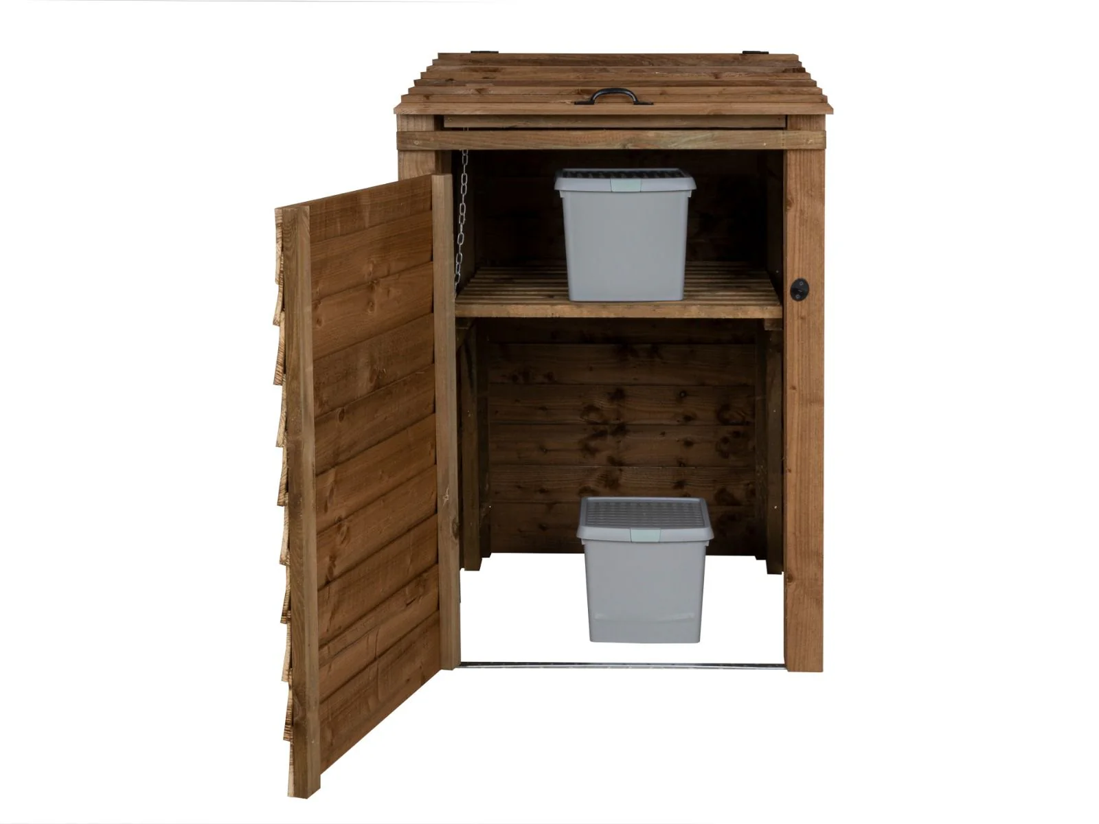 Wooden Wheelie Bin Store, Brown Finish - Image 5