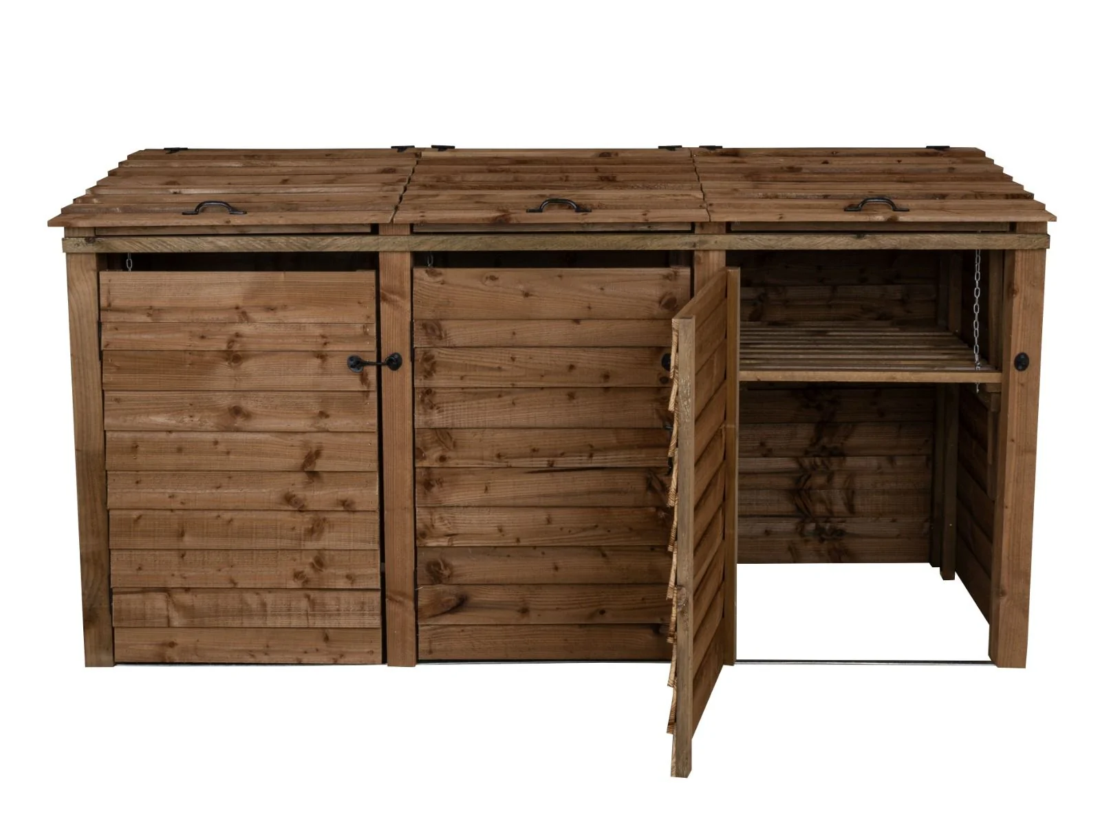 Wooden Wheelie Bin Store, Brown Finish - Image 8