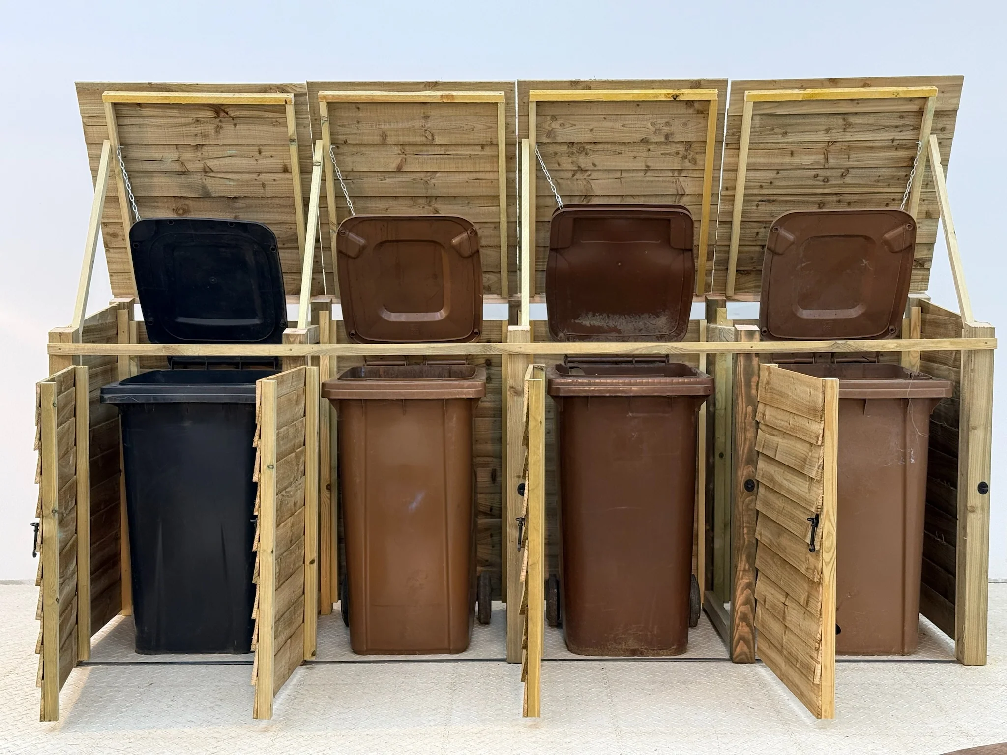 Wooden Wheelie Bin Store, Natural Finish - Image 17