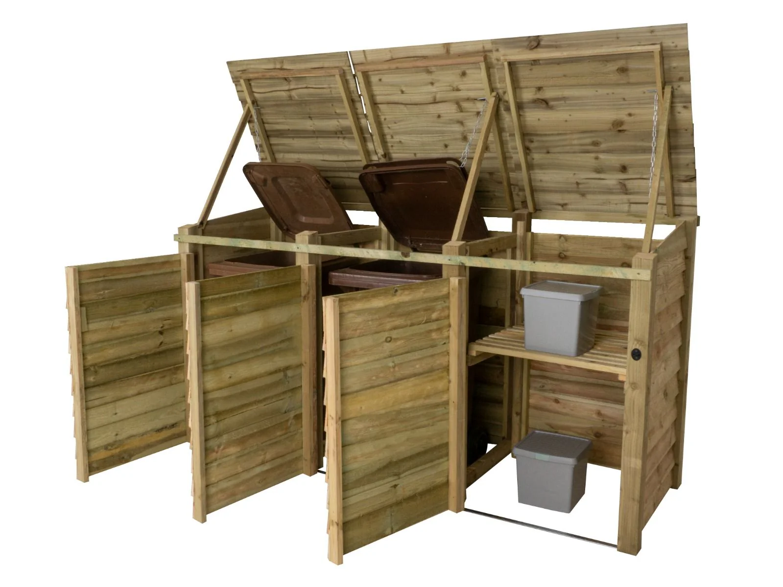 Wooden Wheelie Bin Store, Natural Finish - Image 5