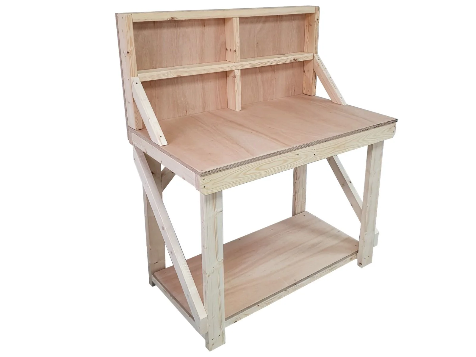 Wooden Workbench 18mm Eucalyptus Hardwood Top With Back Panel